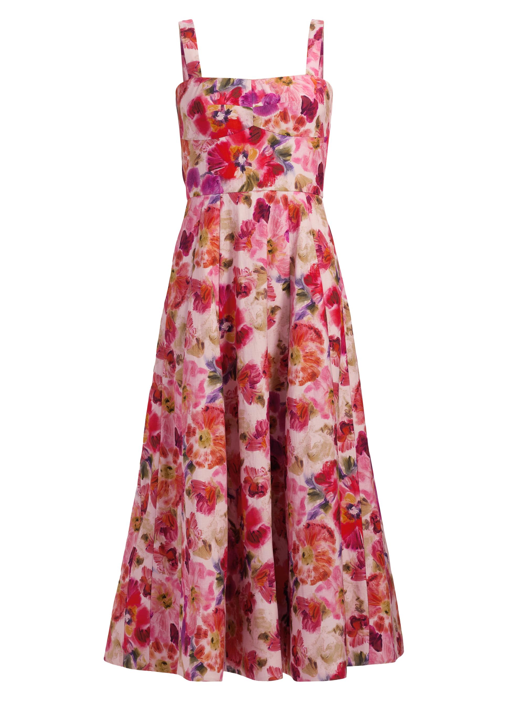 Saloni Women's Sabrina Floral Midi-Dress - Kinjaro Garden Large