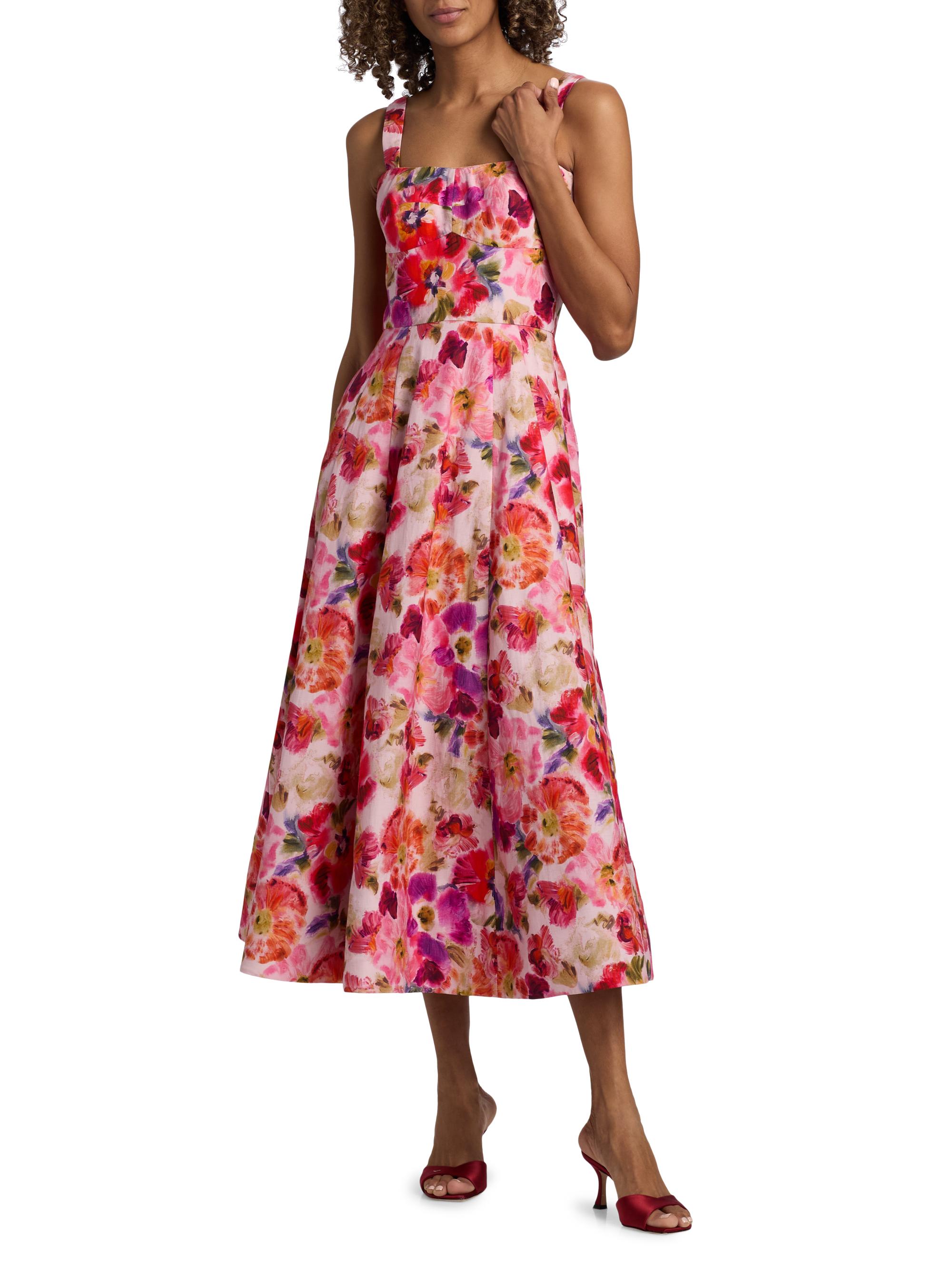 Saloni Women's Sabrina Floral Midi-Dress - Kinjaro Garden Large | Thumbnail 3
