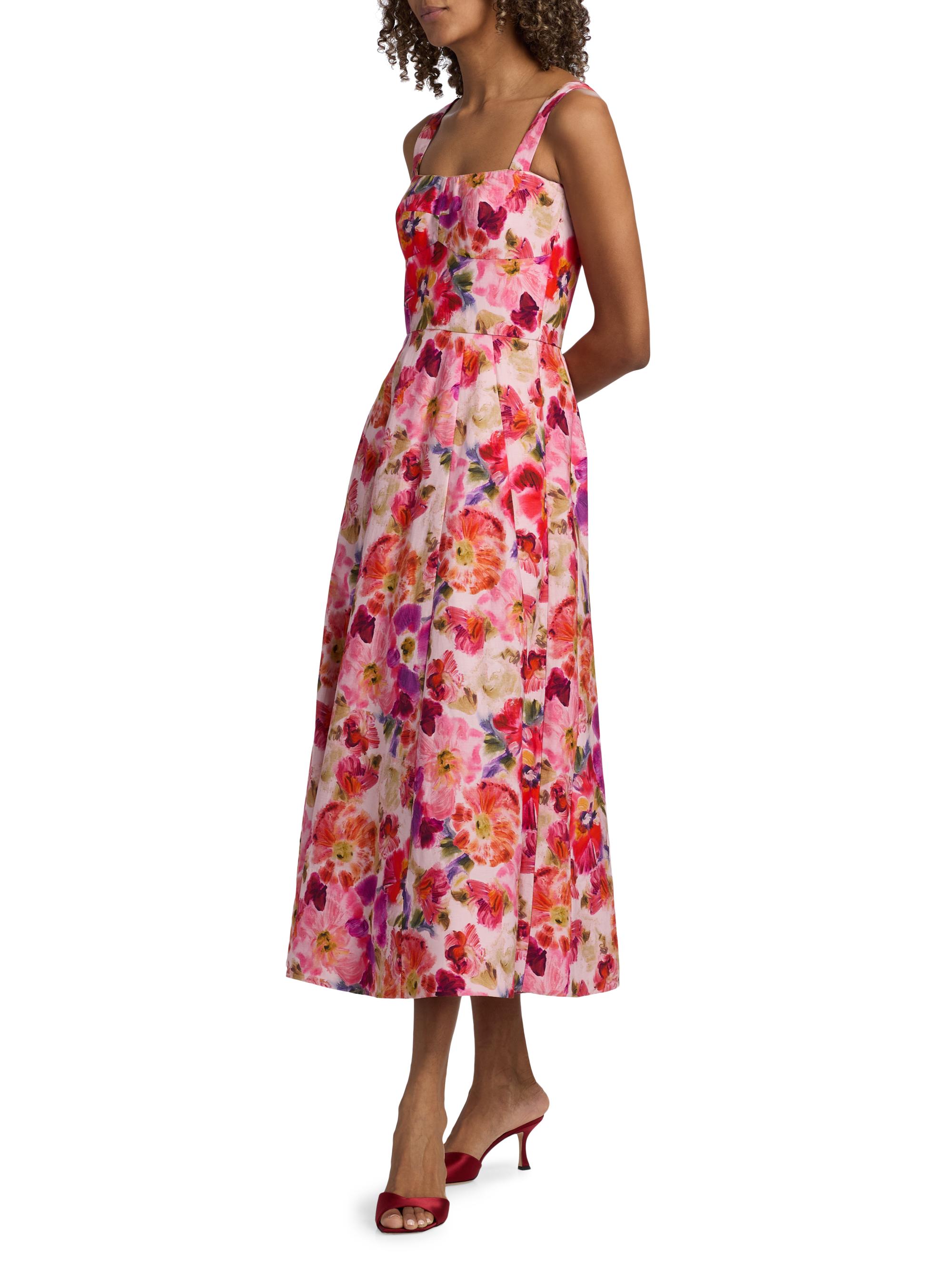 Saloni Women's Sabrina Floral Midi-Dress - Kinjaro Garden Large | Thumbnail 4