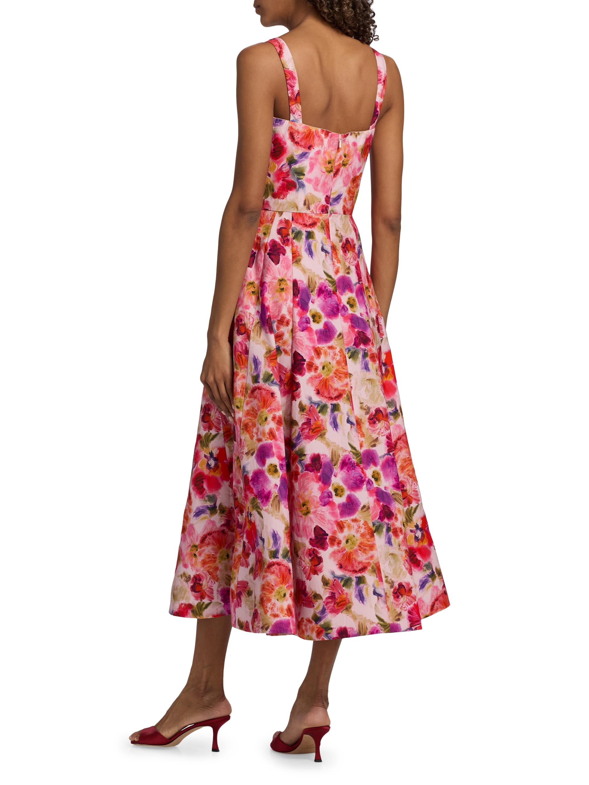 Saloni Women's Sabrina Floral Midi-Dress - Kinjaro Garden Large | Thumbnail 5