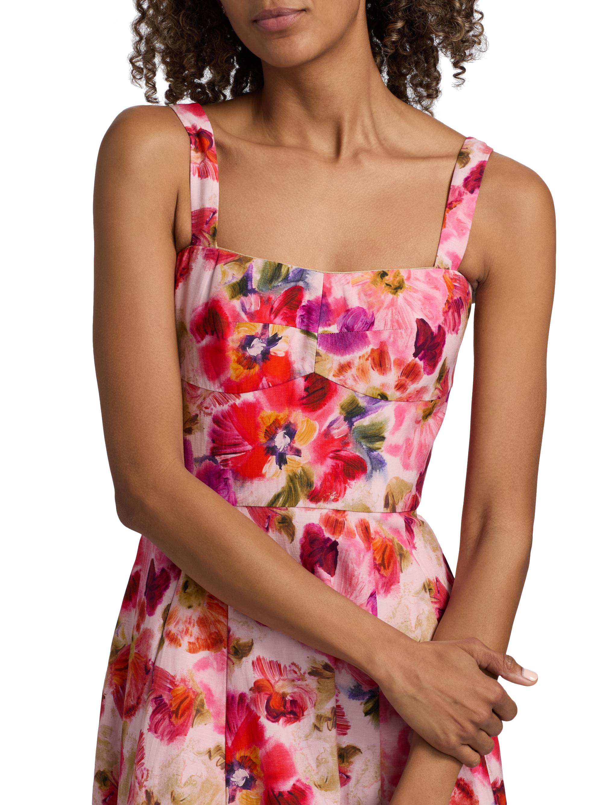 Saloni Women's Sabrina Floral Midi-Dress - Kinjaro Garden Large | Thumbnail 6