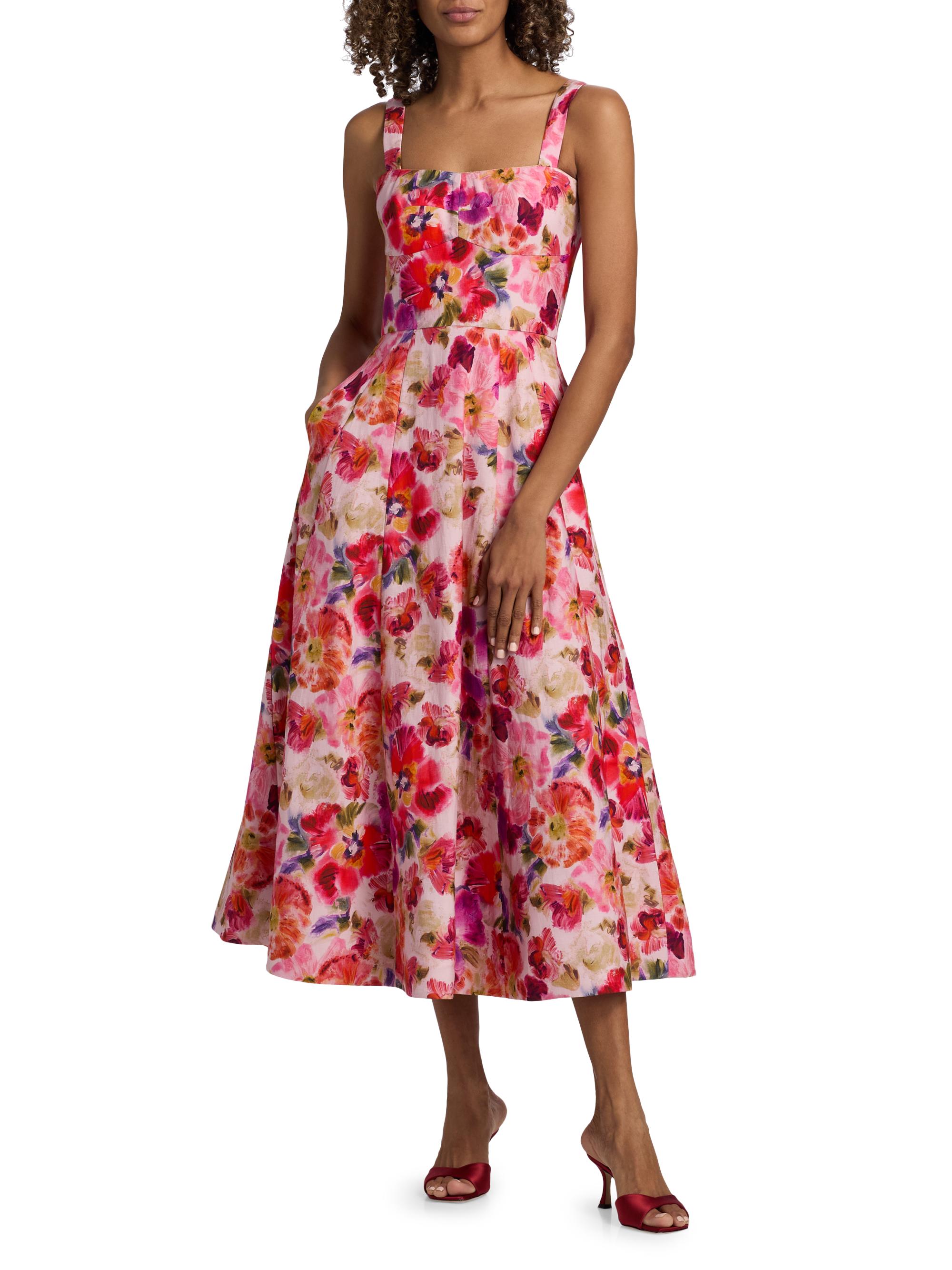 Saloni Women's Sabrina Floral Midi-Dress - Kinjaro Garden Large | Thumbnail 2