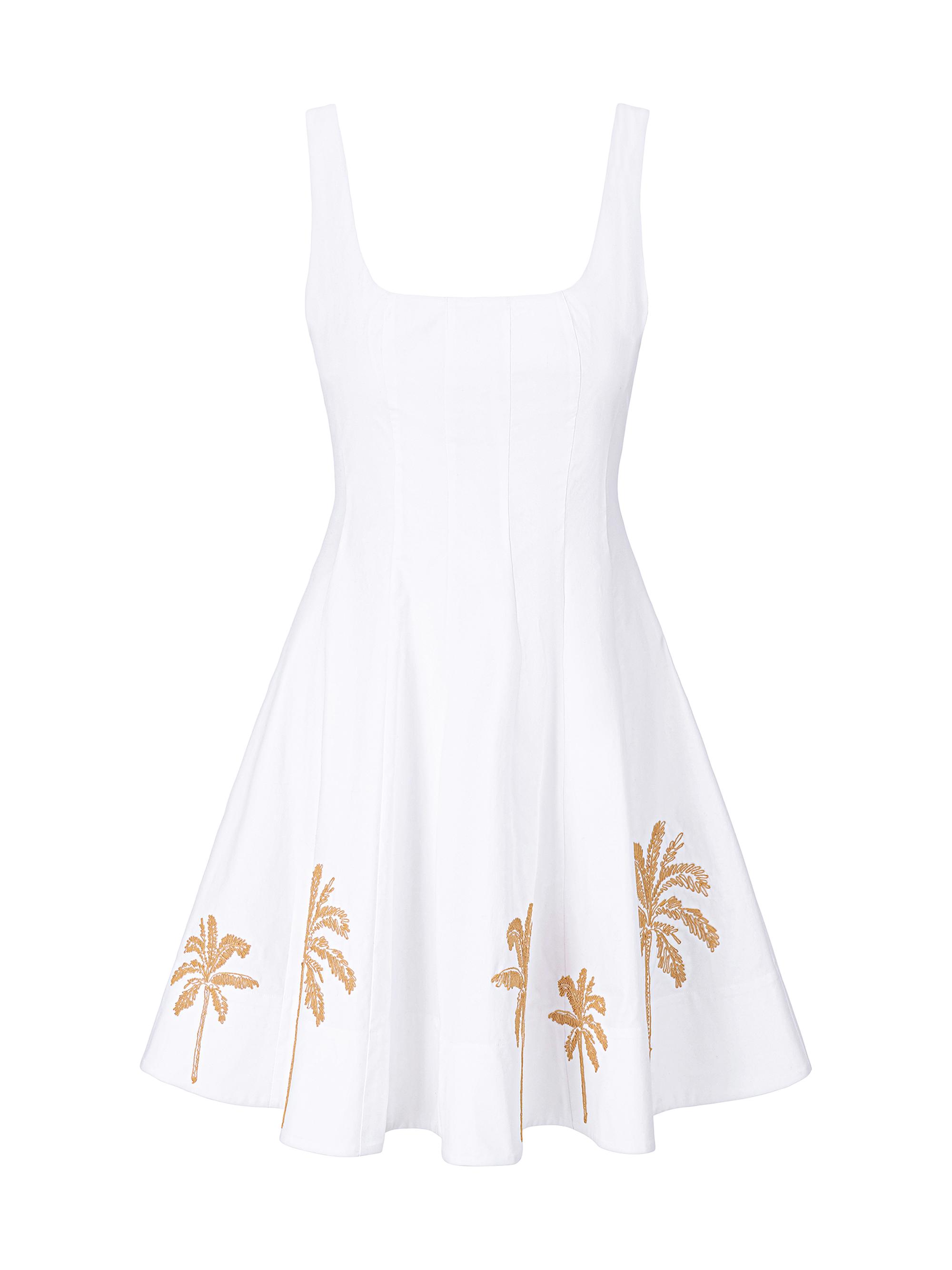 Staud Women's Wells Embroidered Stretch-Cotton Midi-Dress - White Embroidery