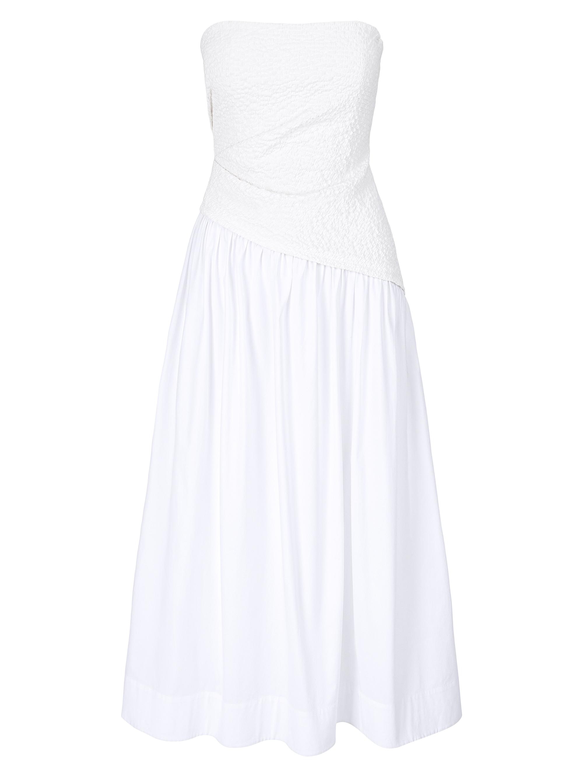 Staud Women's Nia Stretch-Cotton A-Line Midi-Dress - White