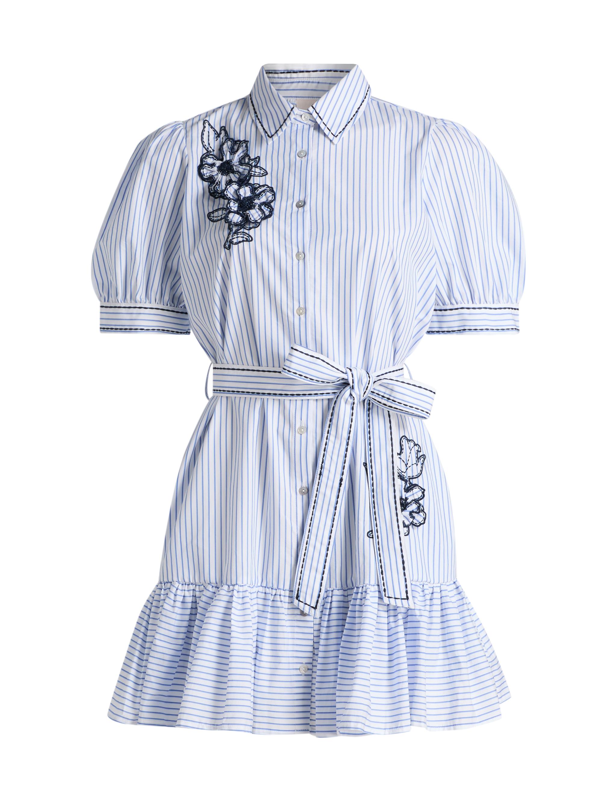 Cinq à Sept Women's Zadie Floral Embroidered Pinstriped Minidress - White Multi | Thumbnail 8