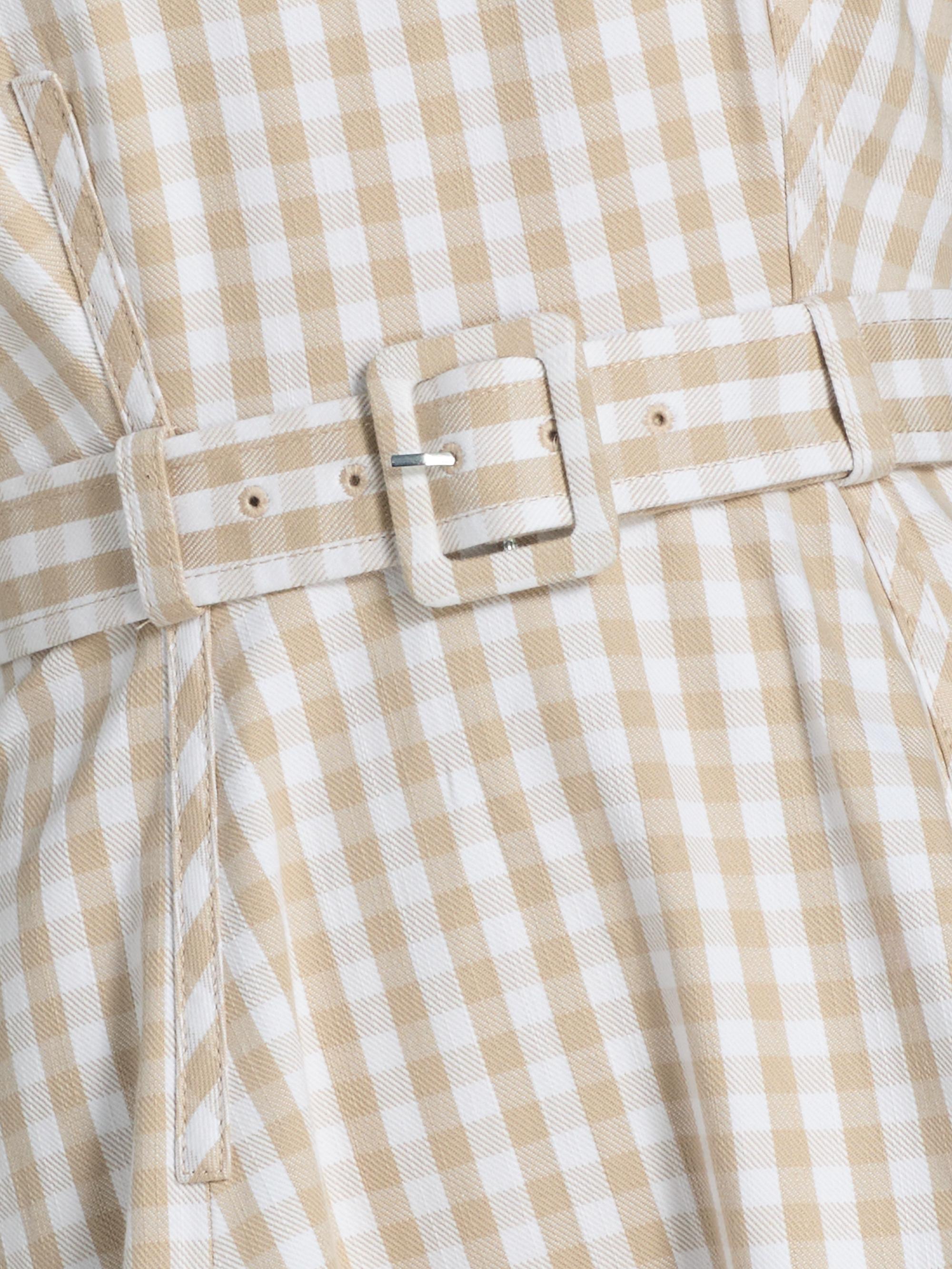 Cinq à Sept Zelda Gingham Denim Asymmetric Tea-Length Dress | Saks