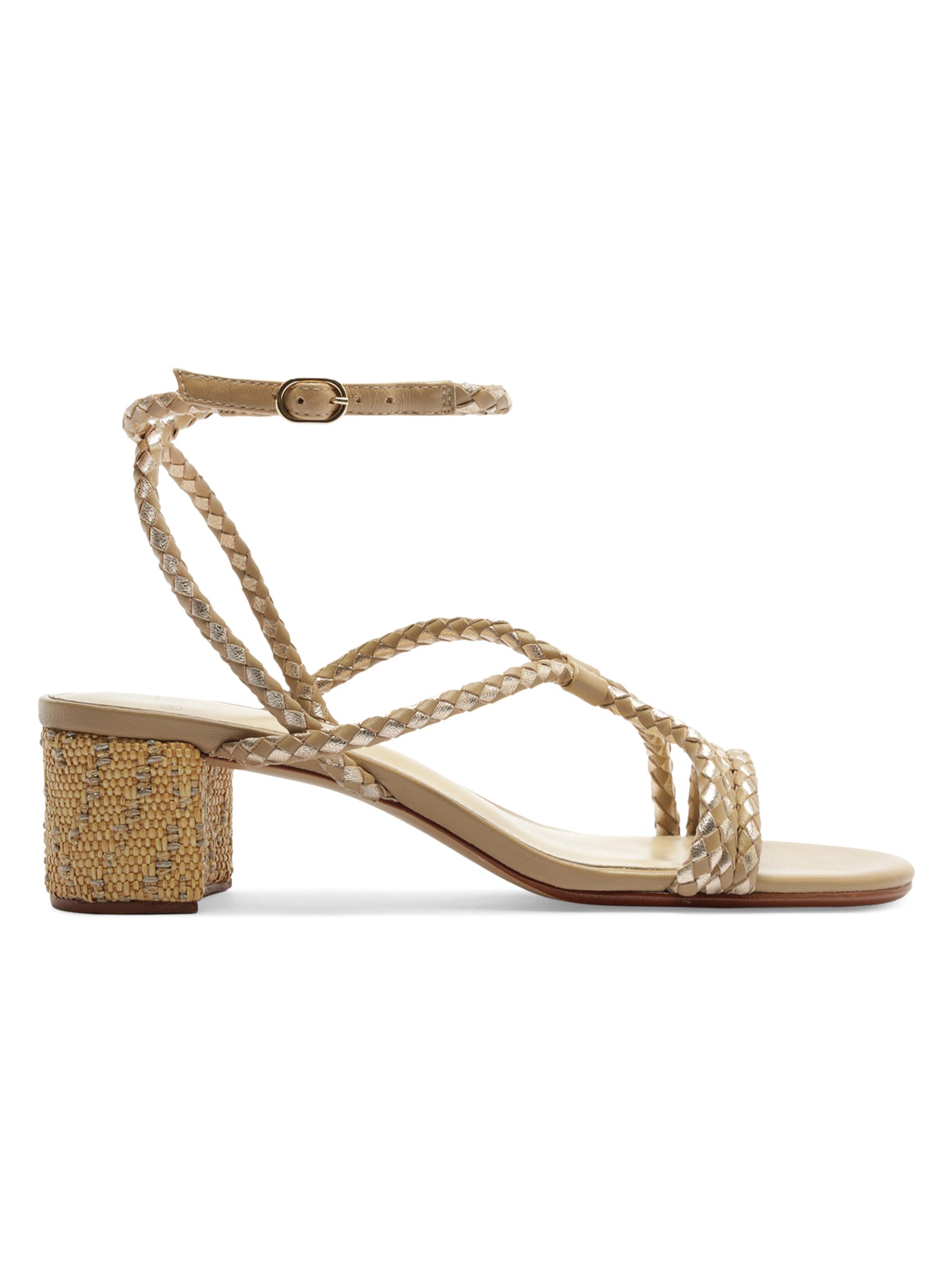Alexandre Birman Women's Elba 45MM Woven Leather Block Heel Sandals - Semolina Golden
