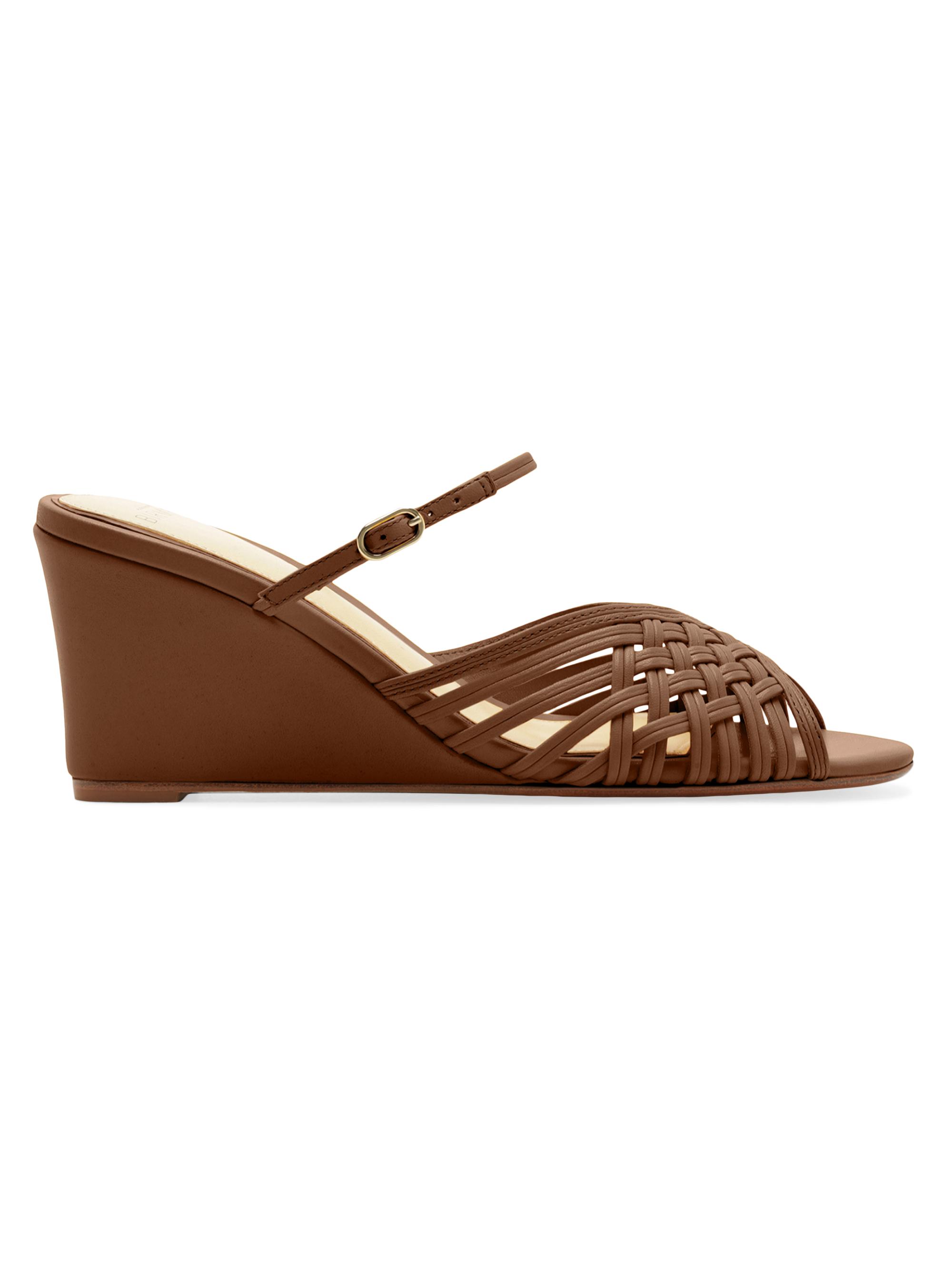 Alexandre Birman Women's Lilian 75MM Woven Leather Wedge Sandals - Espresso