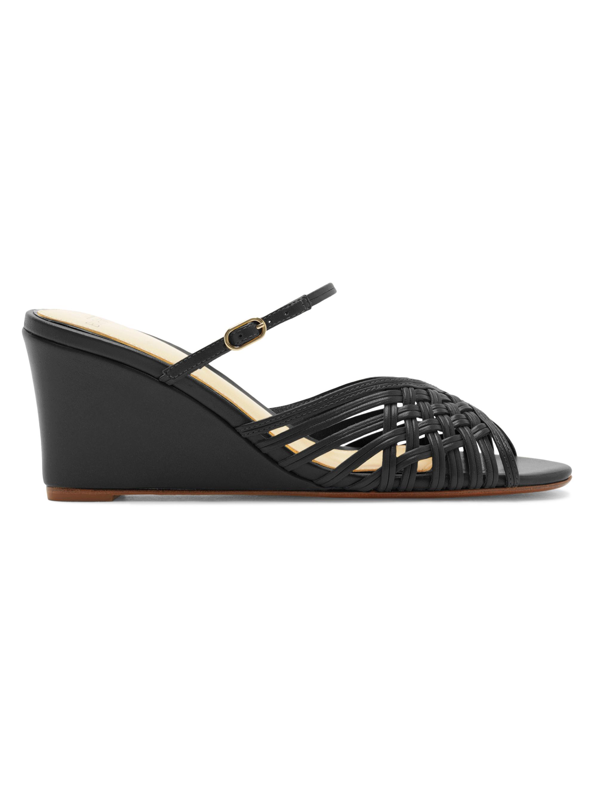 Alexandre Birman Women's Lilian 75MM Woven Leather Wedge Sandals - Black