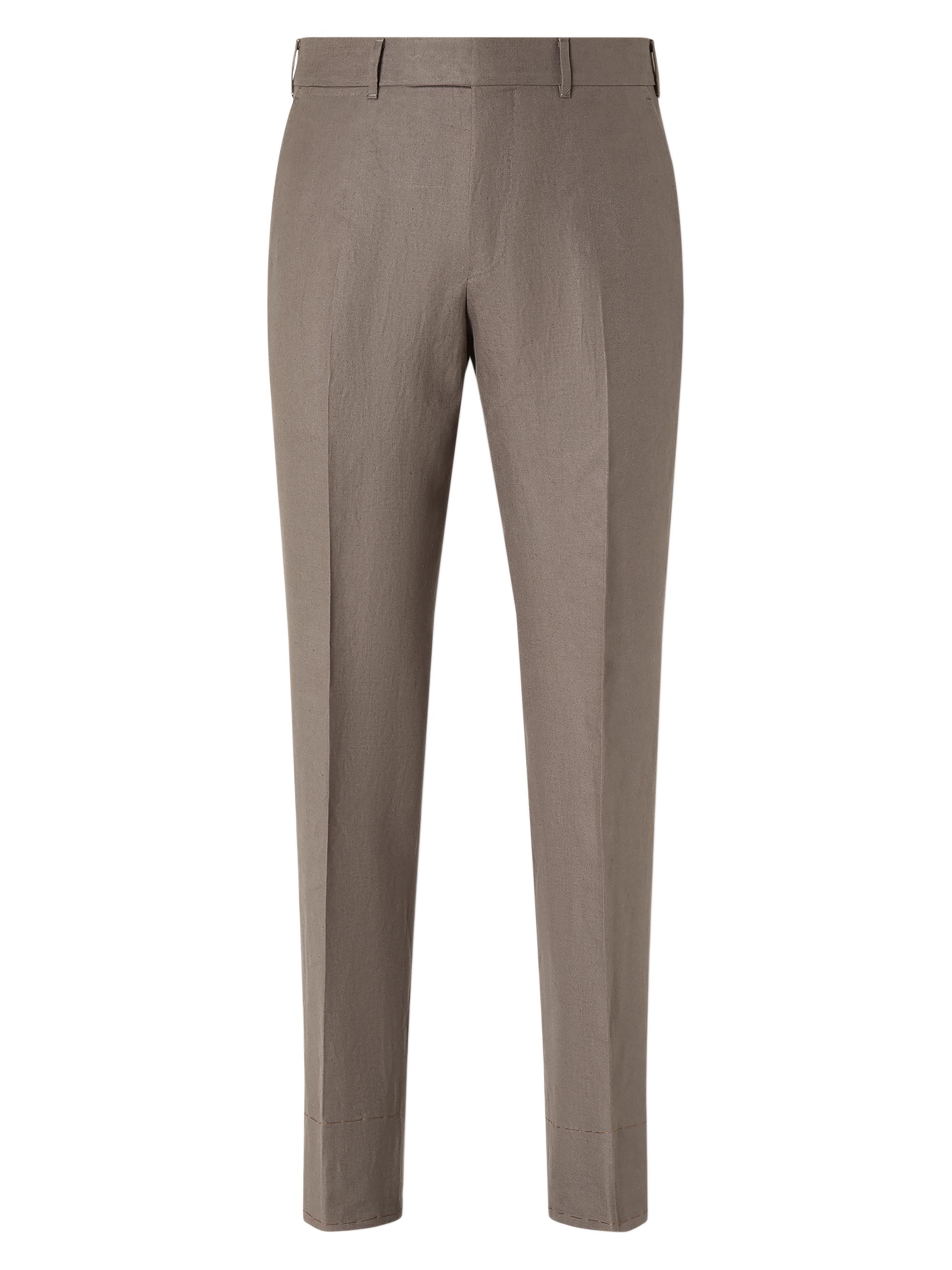 ZEGNA Men's Oasi Lino Blue Flower Pants - Dark Taupe
