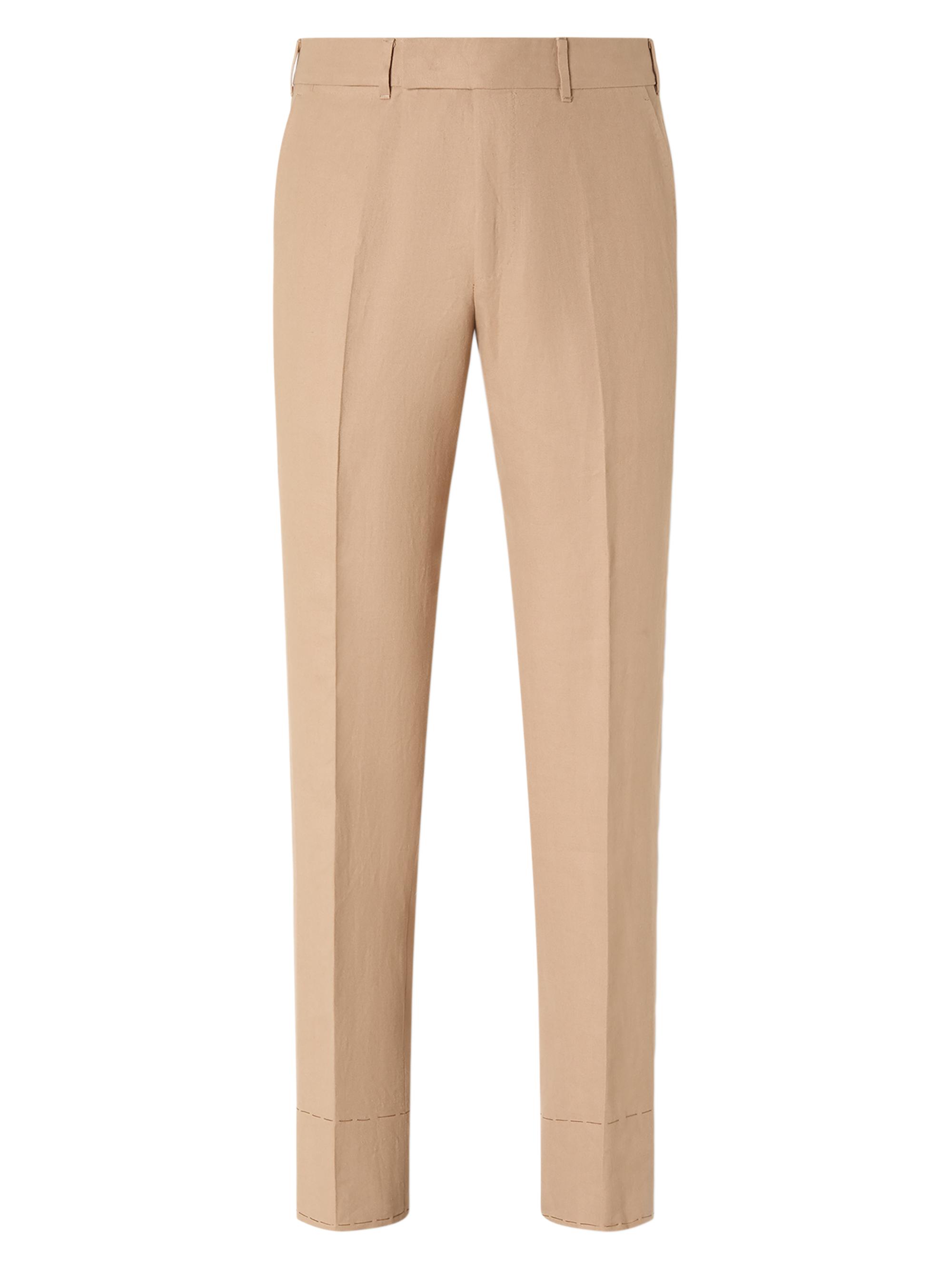 ZEGNA Men's Oasi Lino Blue Flower Pants - Beige