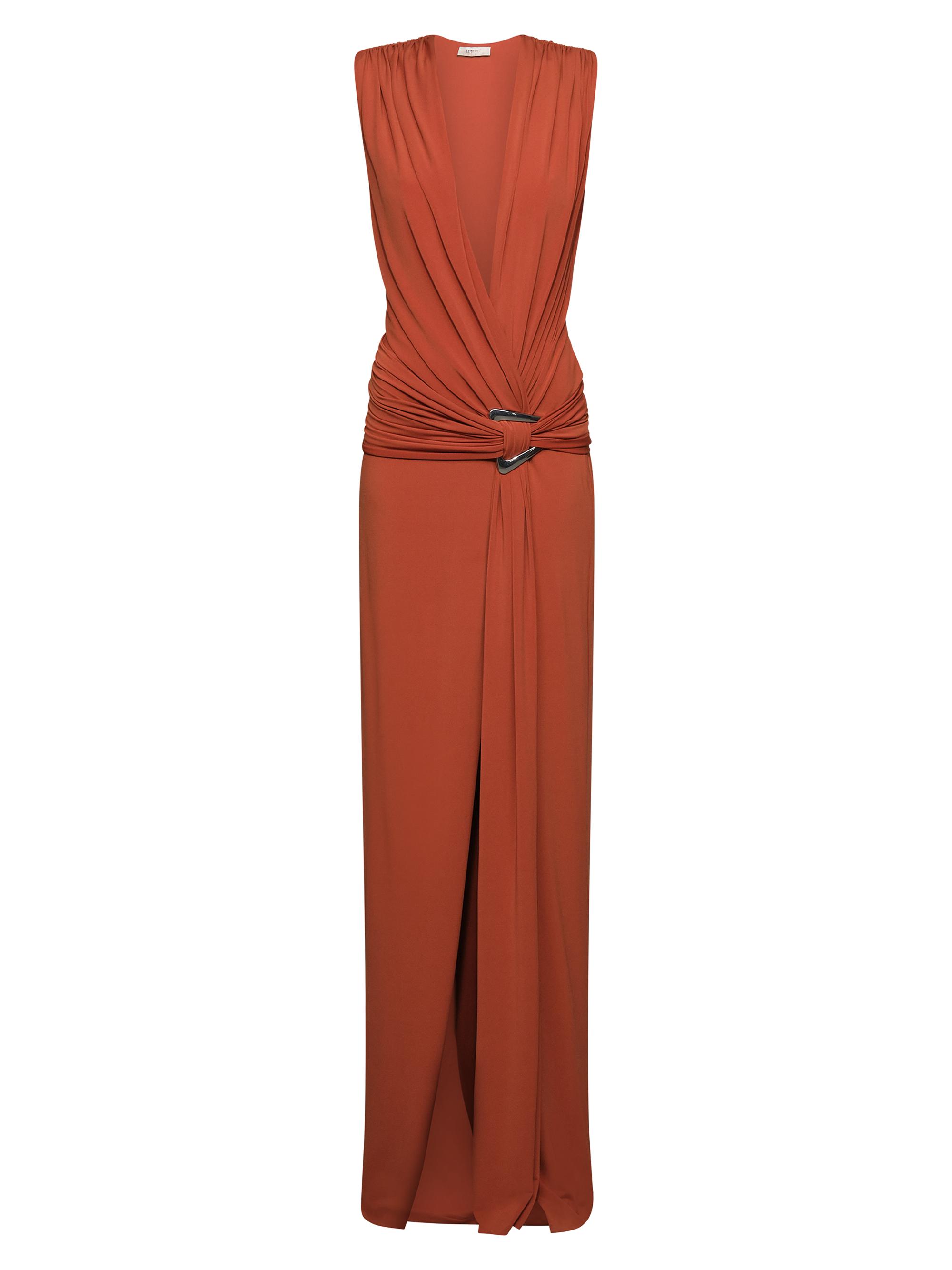 Et Ochs Women's Jil Draped Plunge-Neck Gown - Terracotta