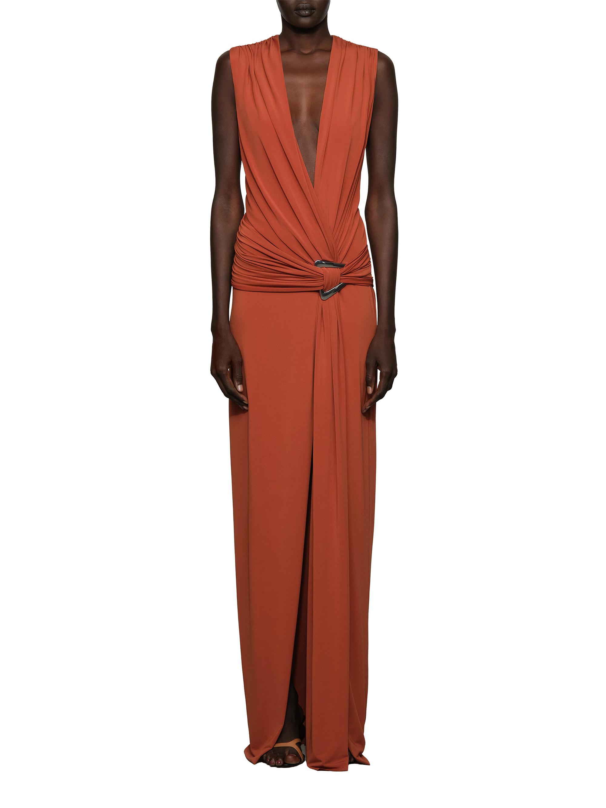 Et Ochs Women's Jil Draped Plunge-Neck Gown - Terracotta | Thumbnail 2
