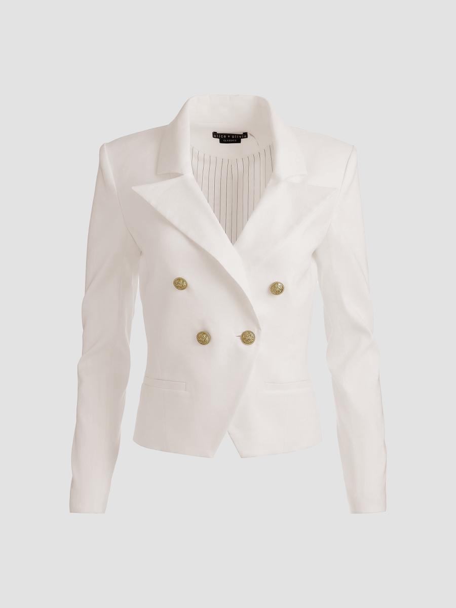 ALICE + OLIVIA Sable Double-Breasted Crop Blazer | Saks Fifth Avenue