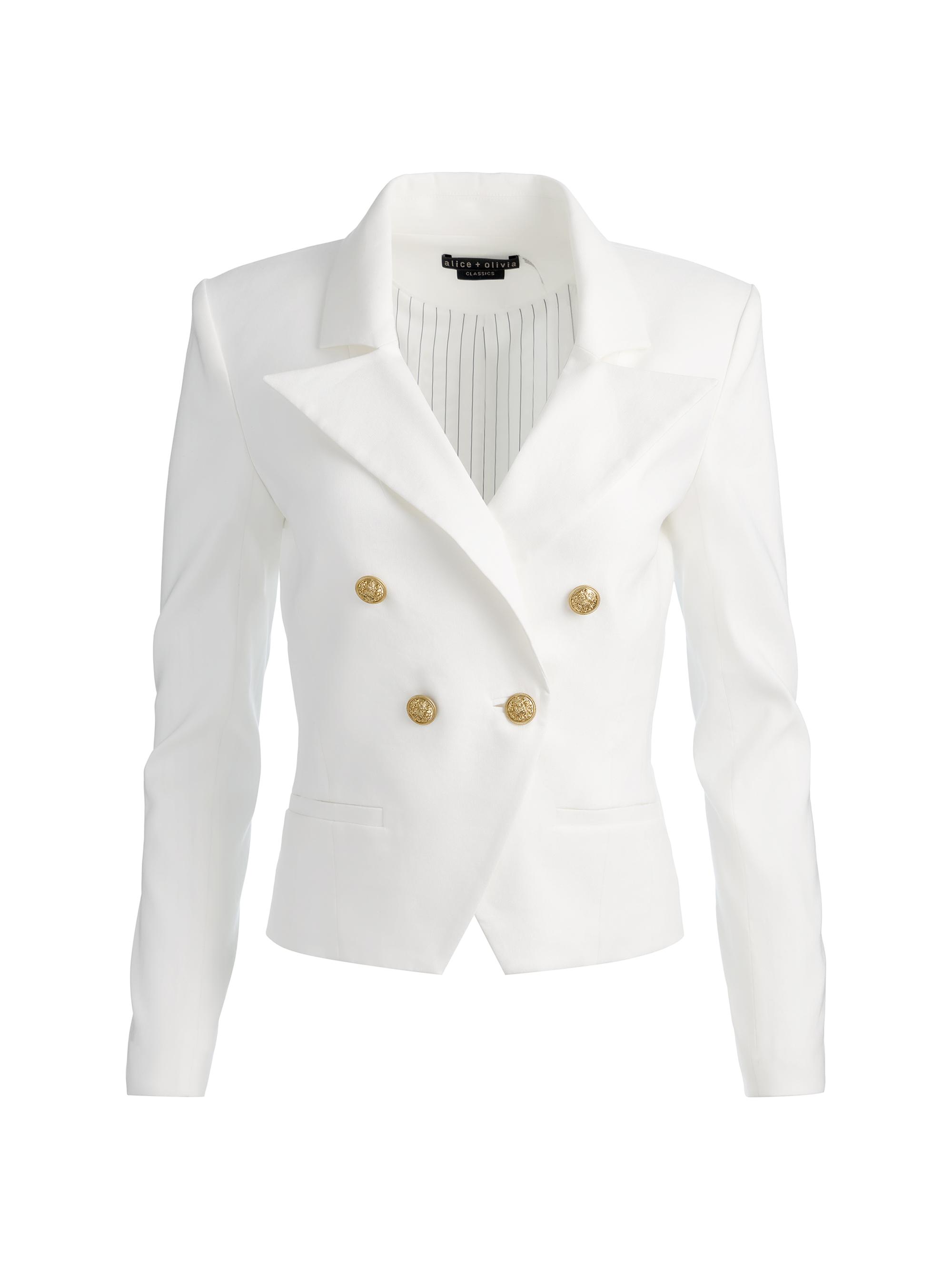ALICE + OLIVIA Women's Sable Double-Breasted Crop Blazer - Off White
