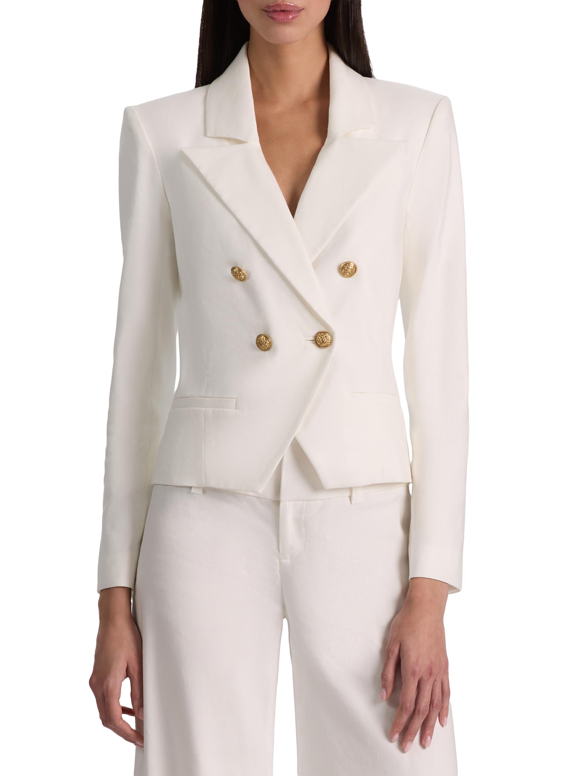 ALICE + OLIVIA Sable Double-Breasted Crop Blazer | Saks Fifth Avenue