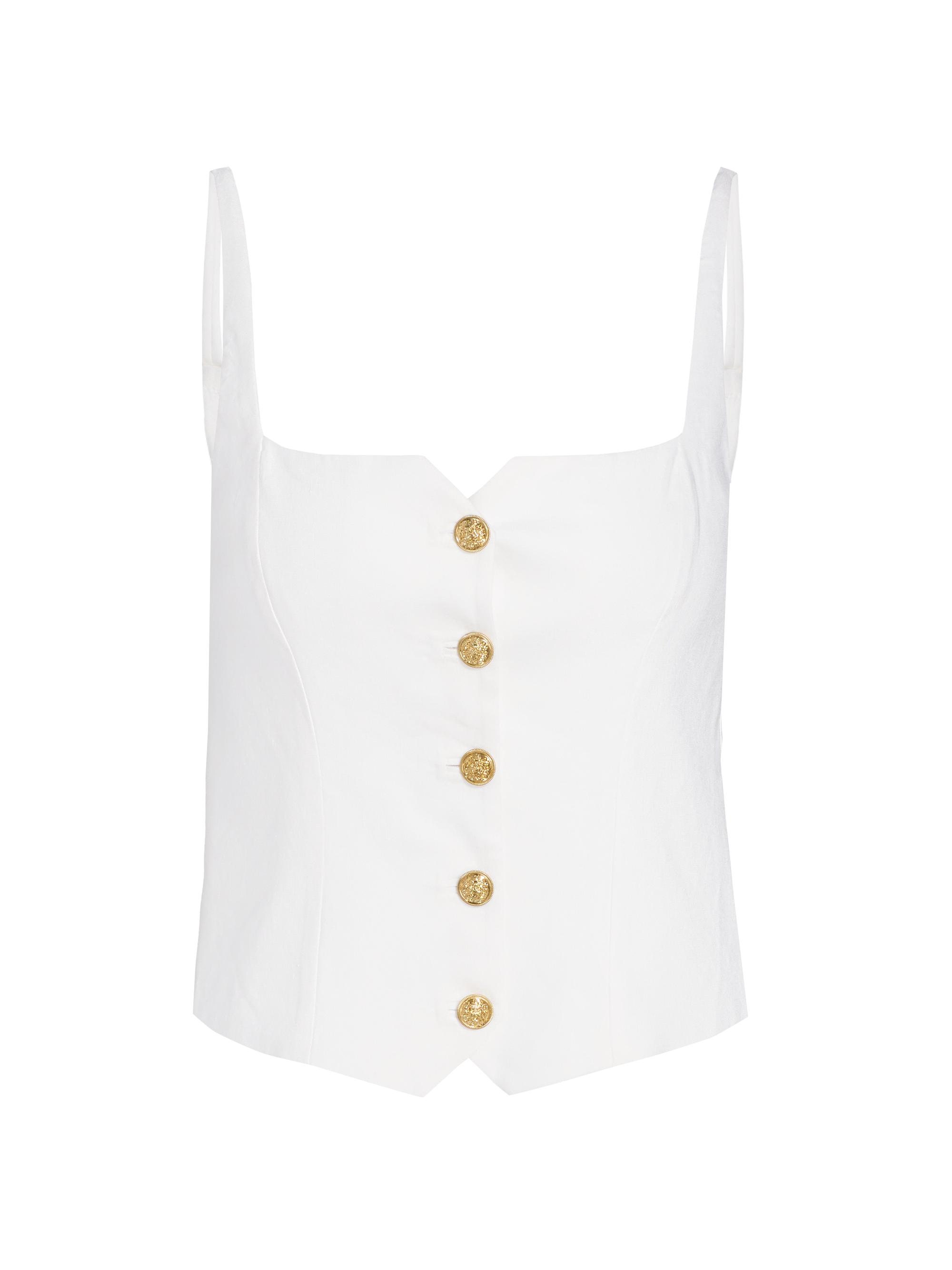 ALICE + OLIVIA Women's Kelcey Linen-Blend Button-Front Cami Top - Off White