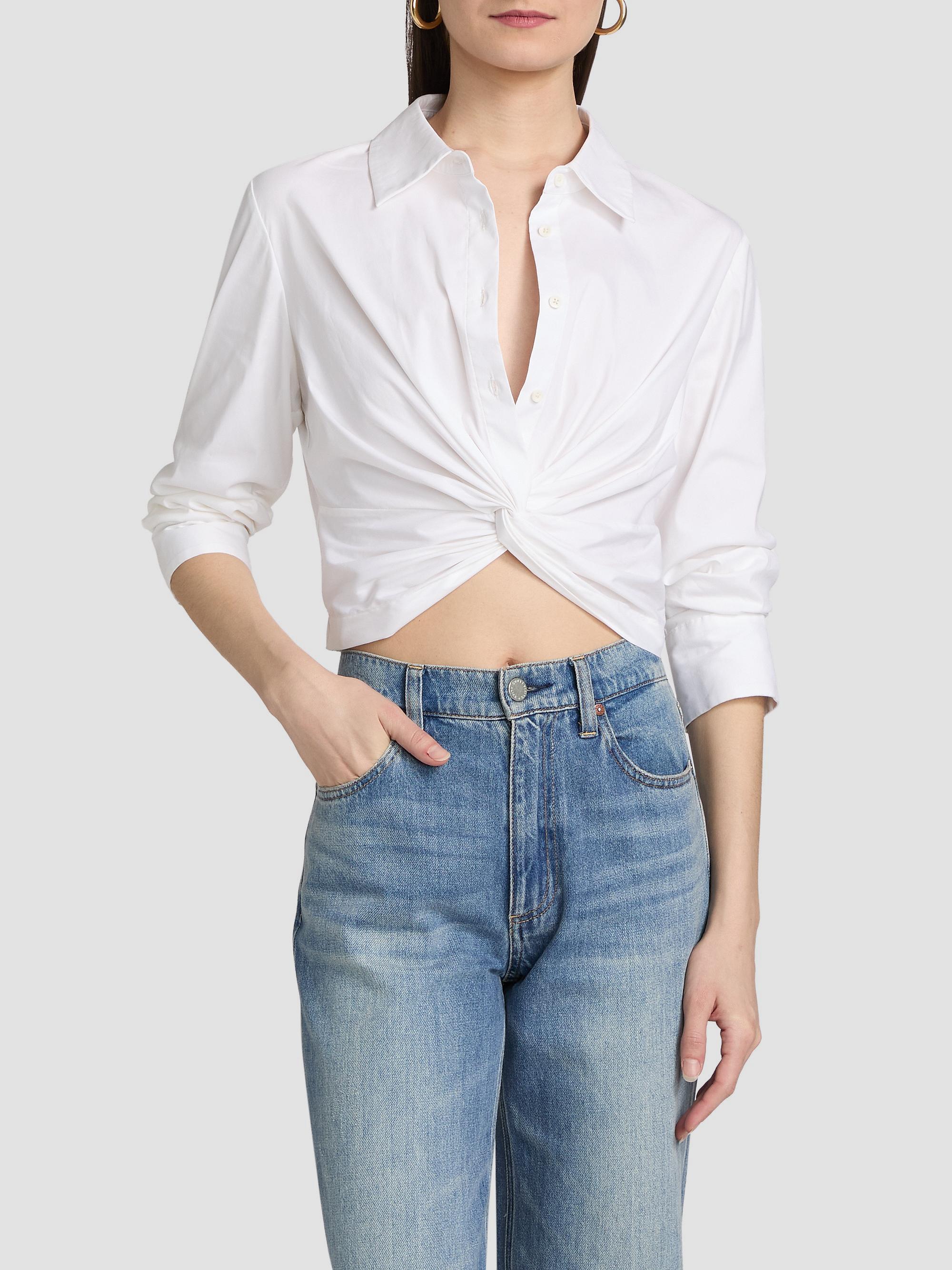 ALICE + OLIVIA Phebe Cotton-Blend Twist-Front Shirt | Saks Fifth