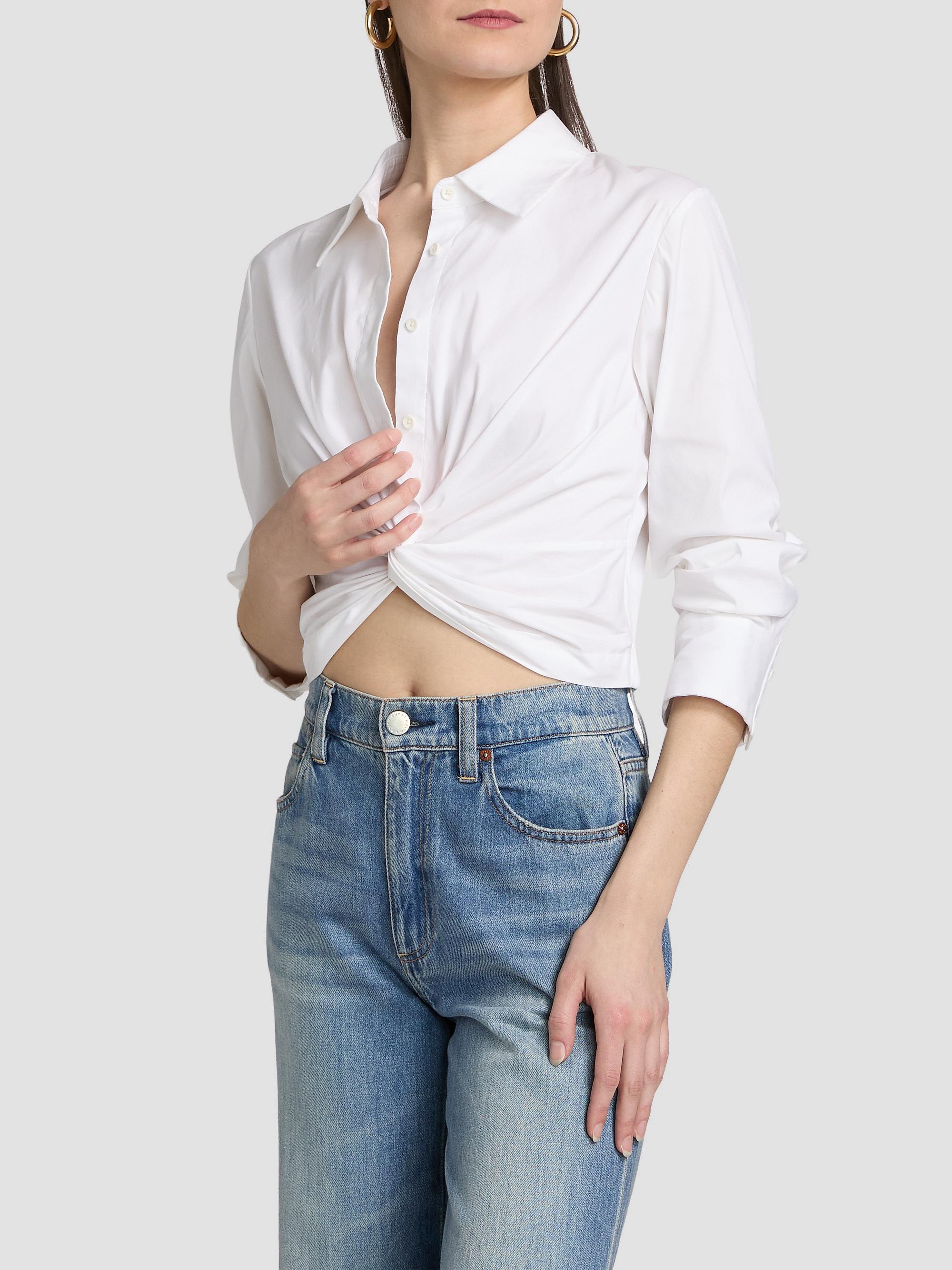 ALICE + OLIVIA Phebe Cotton-Blend Twist-Front Shirt | Saks Fifth