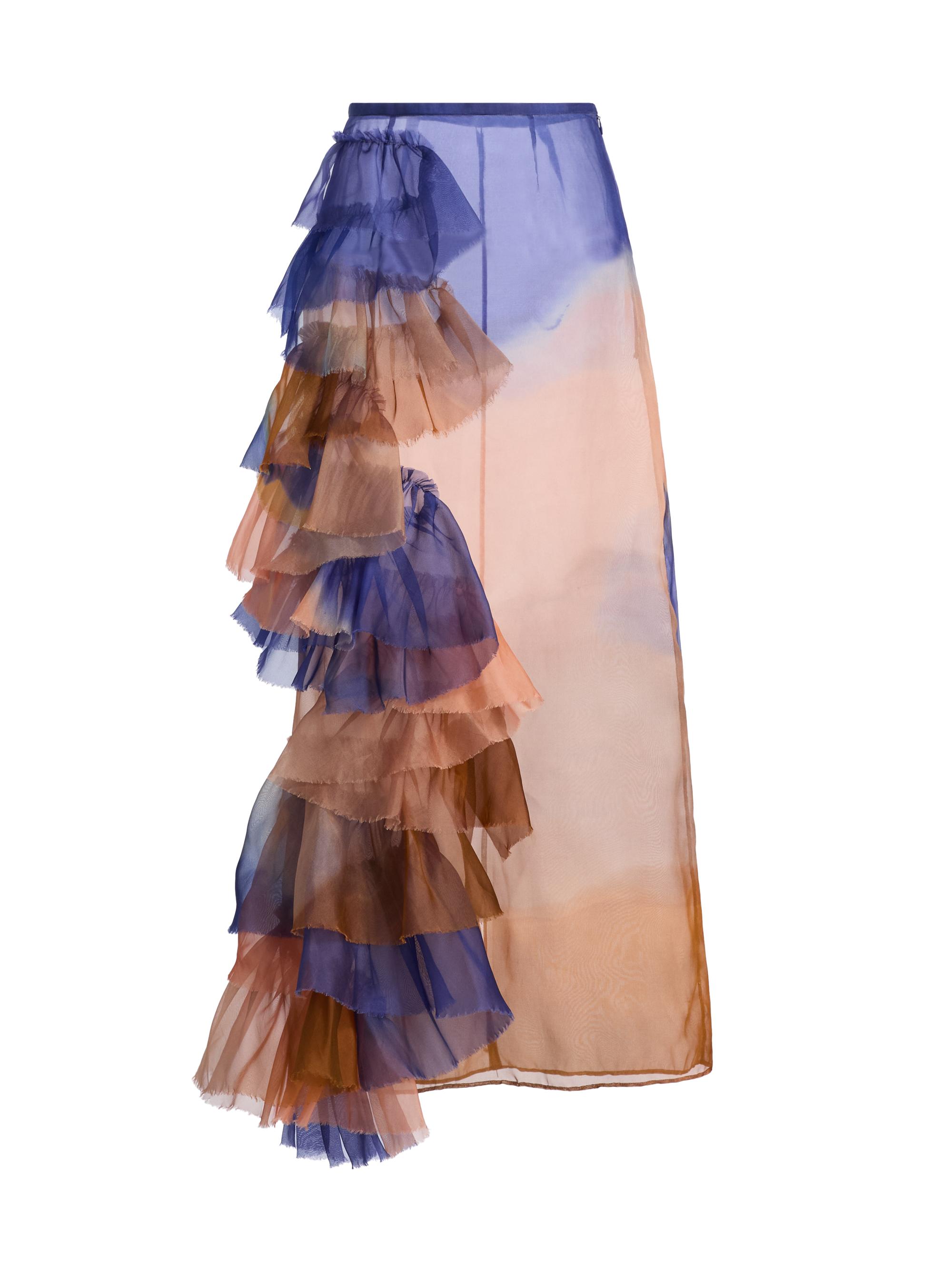 Ulla Johnson Women's Yelena Ruffled Gradient Silk Maxi Skirt - Moontide