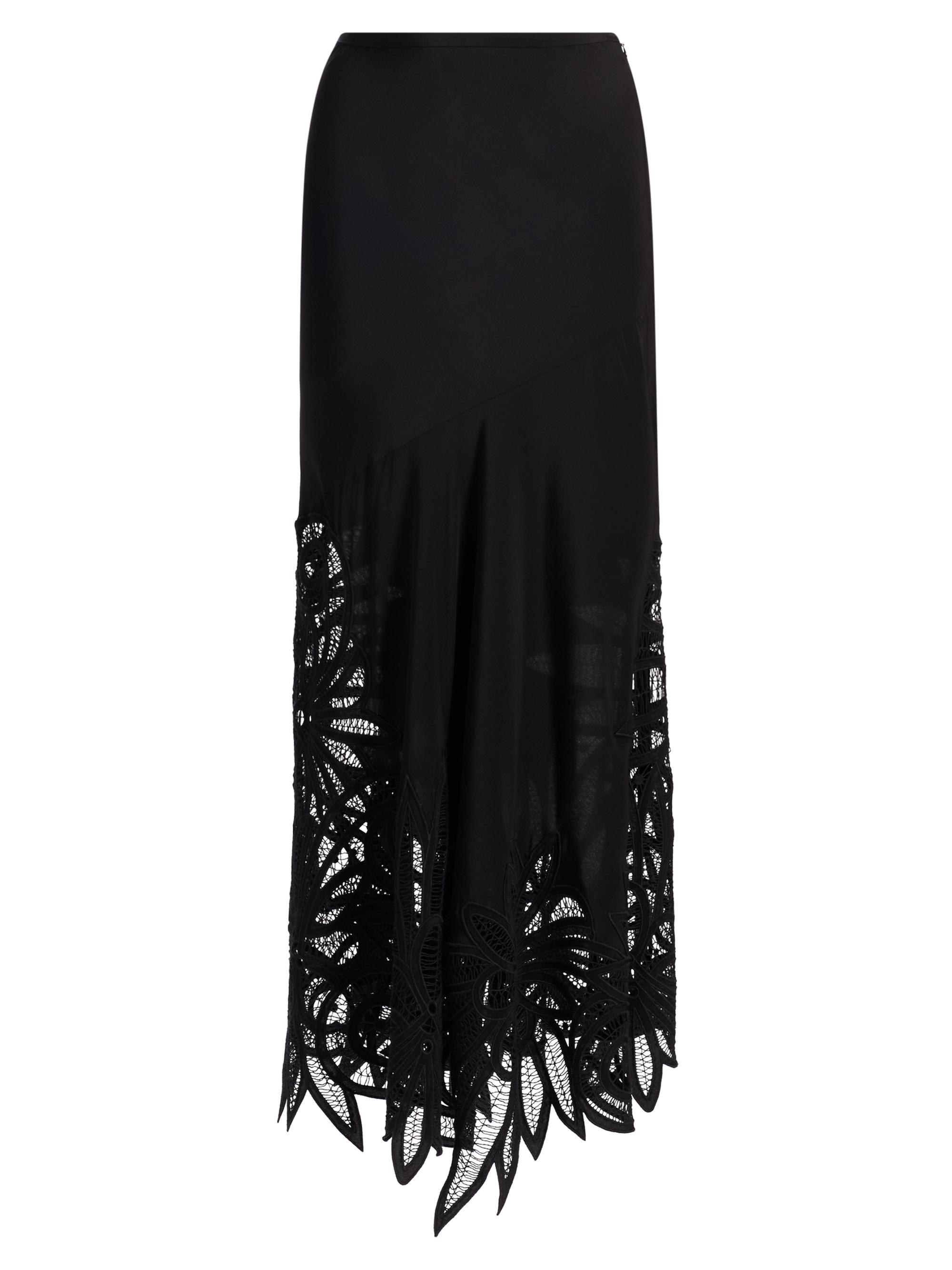 Ulla Johnson Women's Oona Silk Lace-Hem Maxi Skirt - Noir