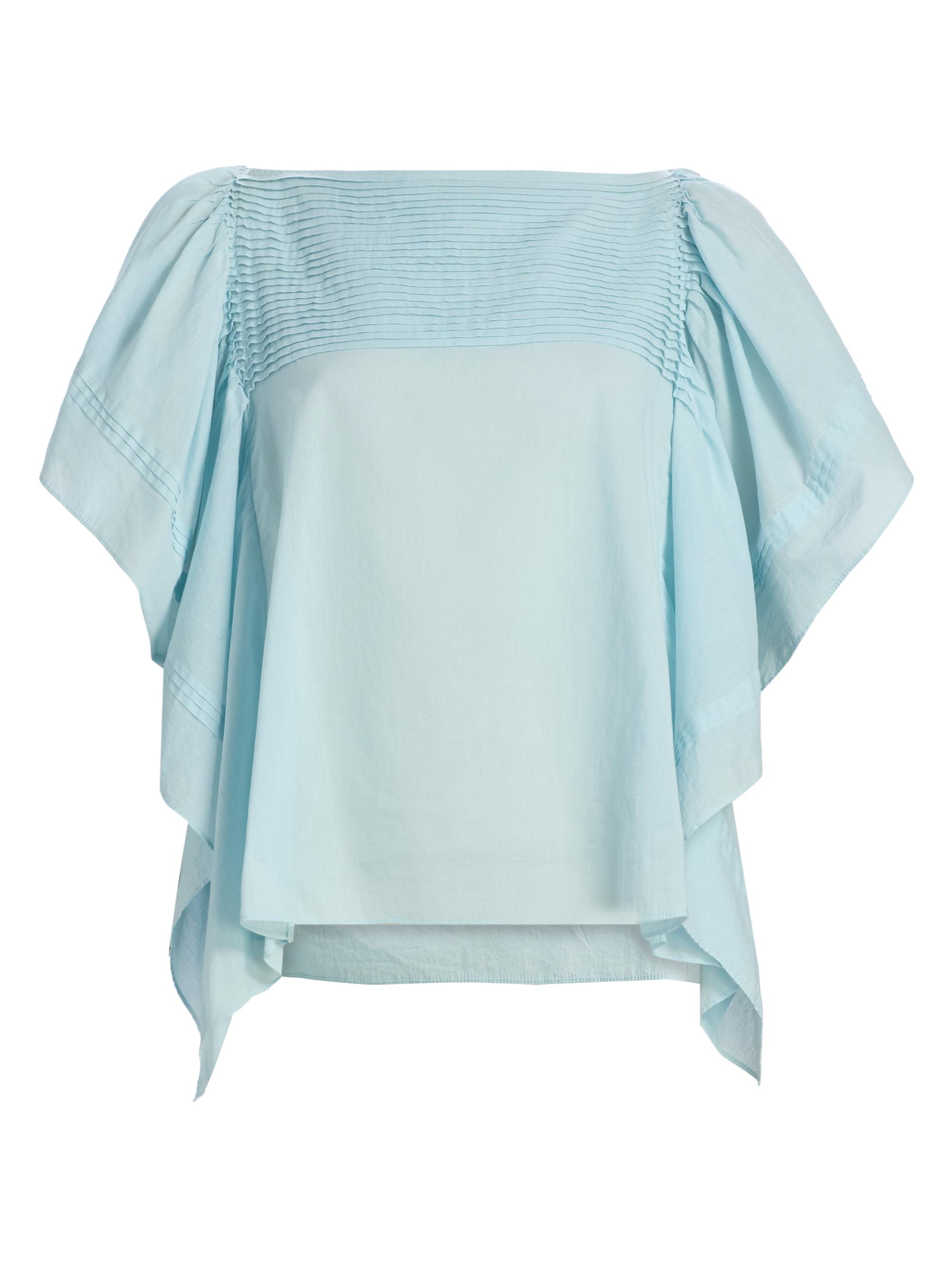 Ulla Johnson Women's Lu Pintucked Draped Cotton Top - Adriatic