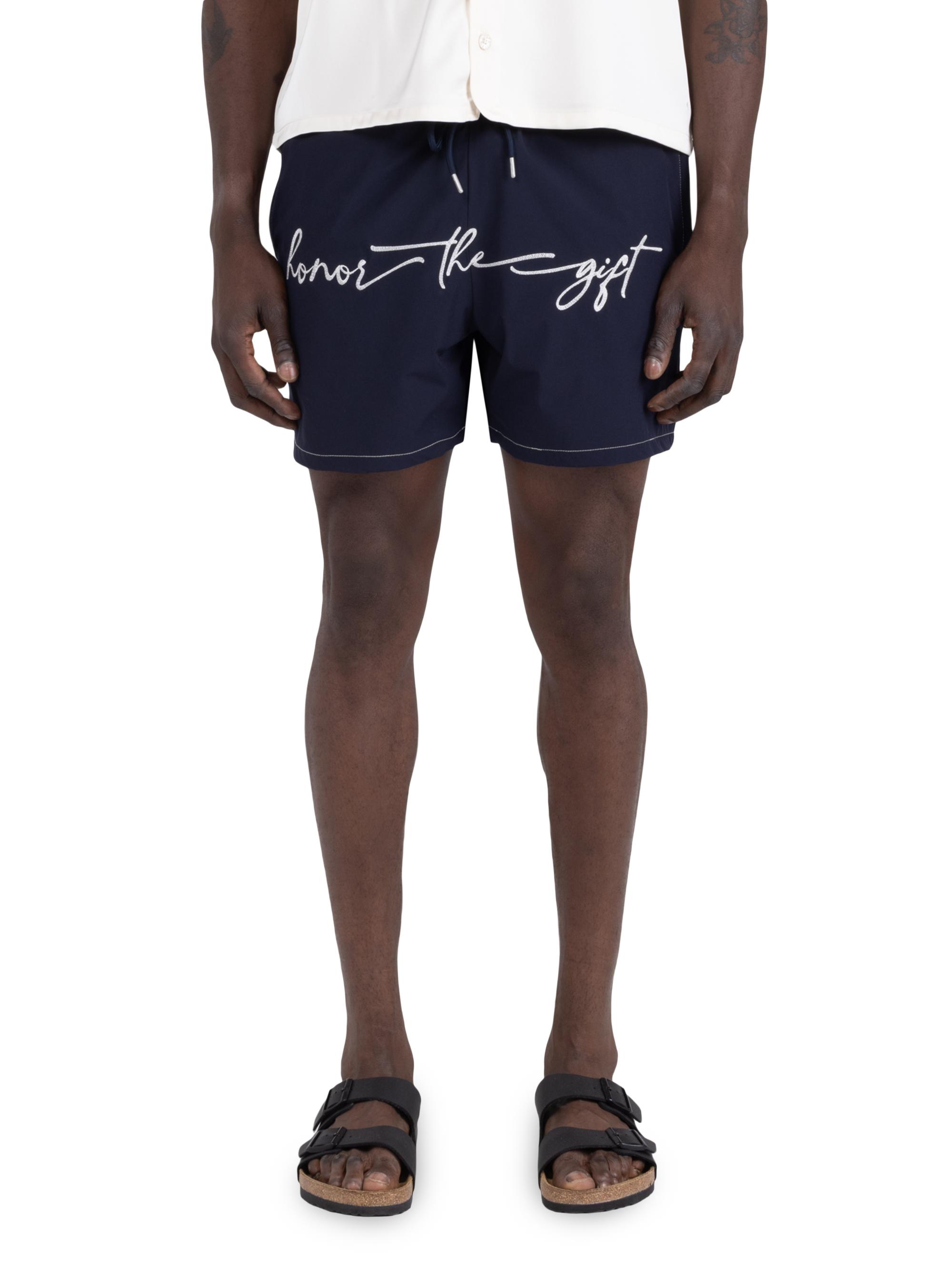 Honor The Gift Men's Logo Drawstring Swim Shorts - Navy