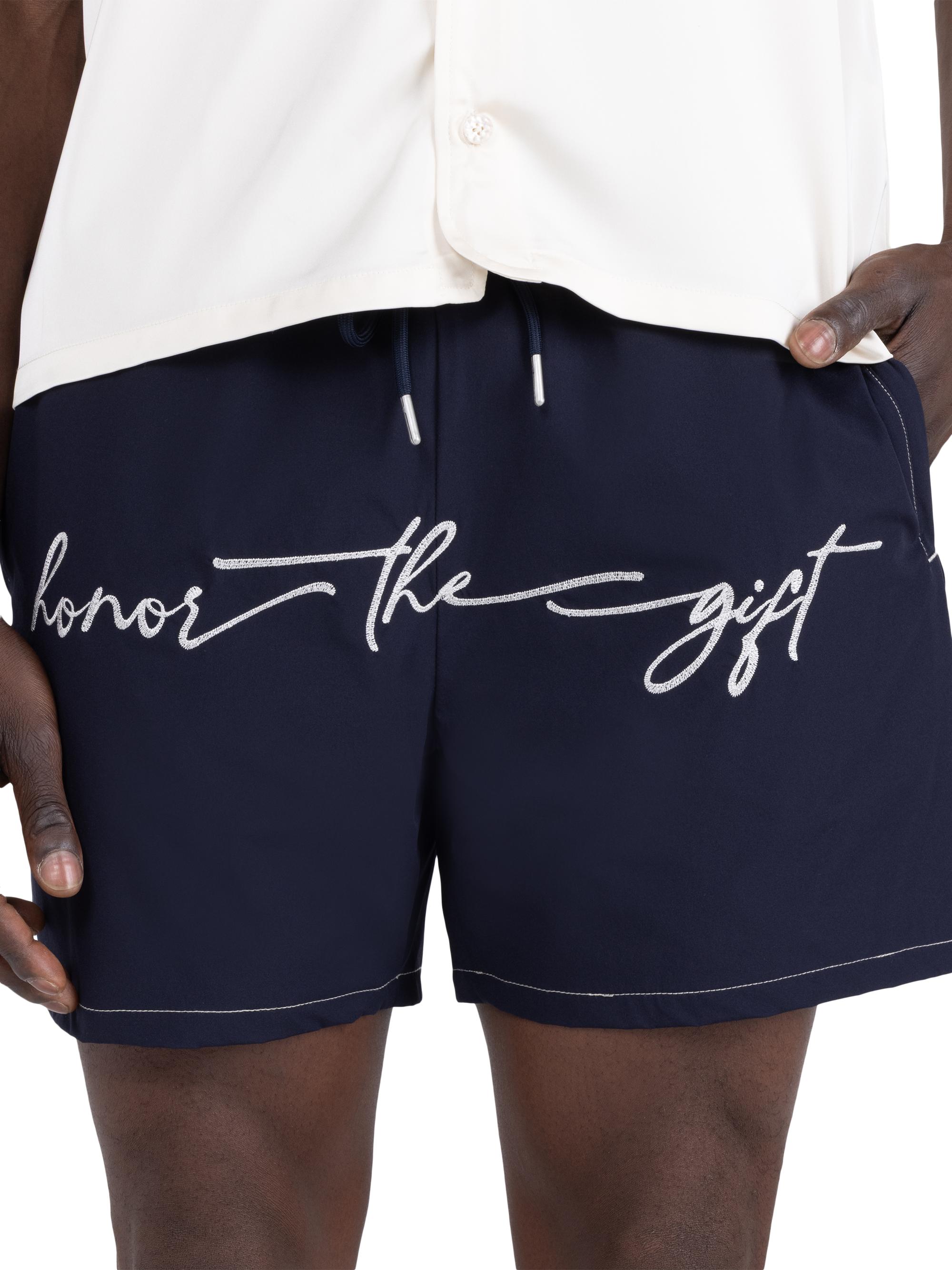 Honor The Gift Men's Logo Drawstring Swim Shorts - Navy | Thumbnail 4