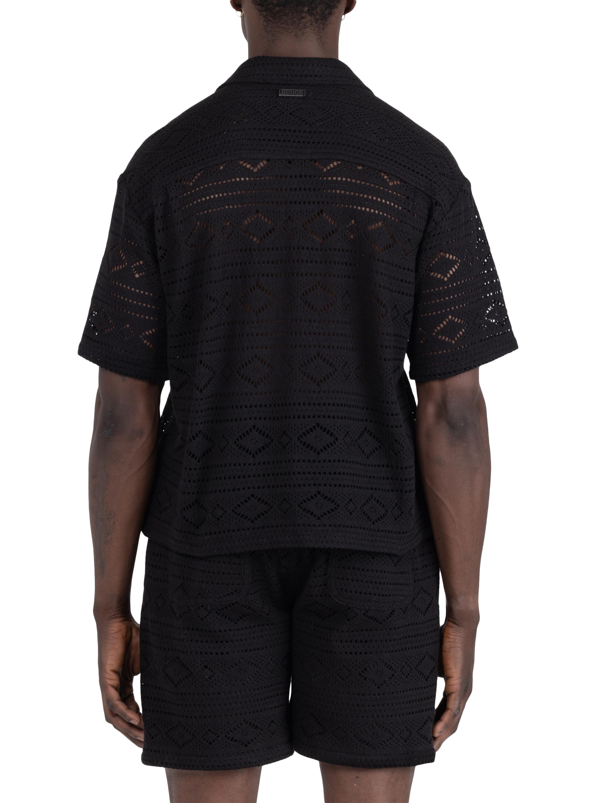 Honor The Gift Men's Pointelle Crochet Camp Shirt - Black | Thumbnail 2