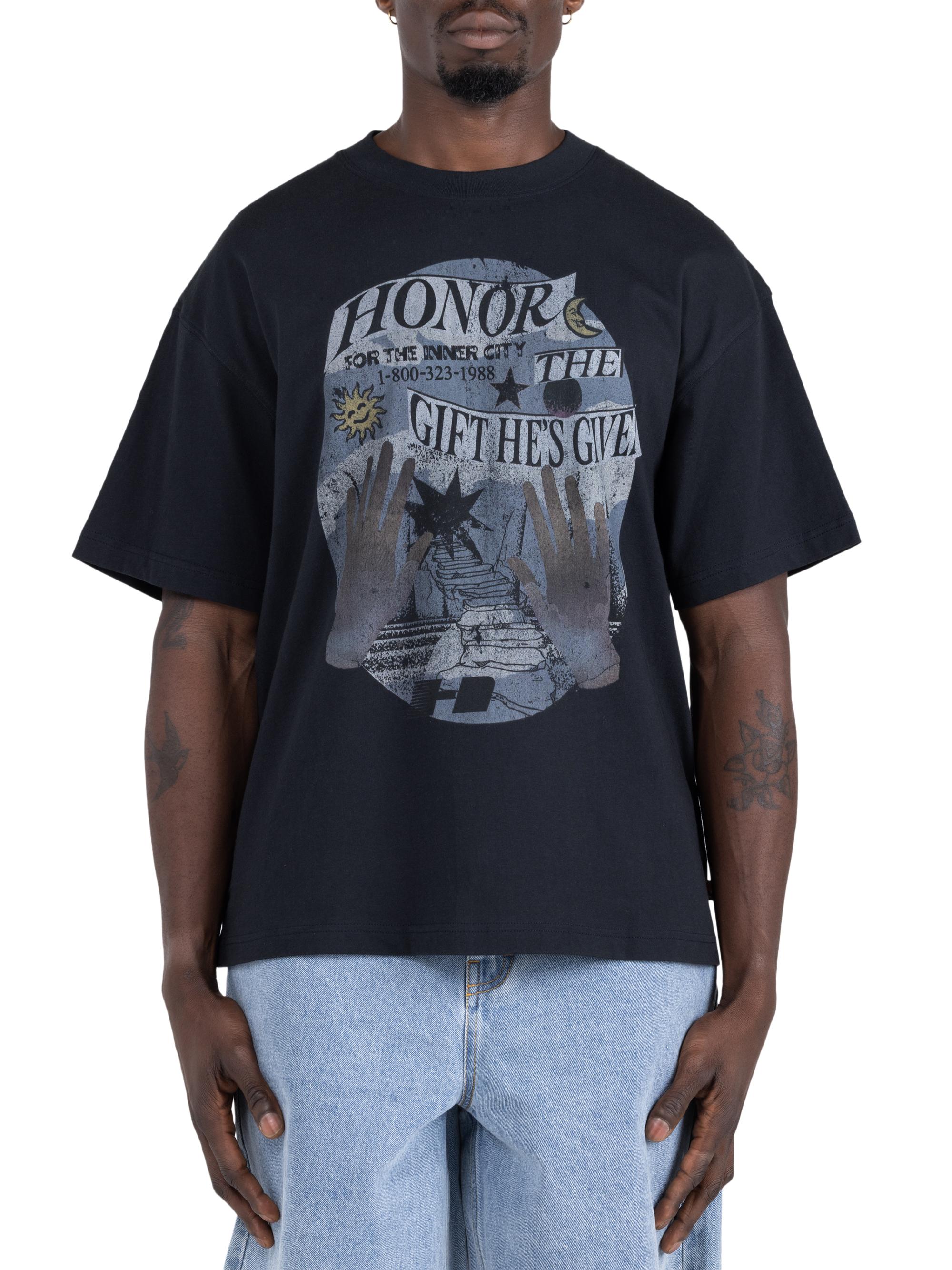 Honor The Gift Men's Gift He's Given Graphic Cotton T-Shirt - Black