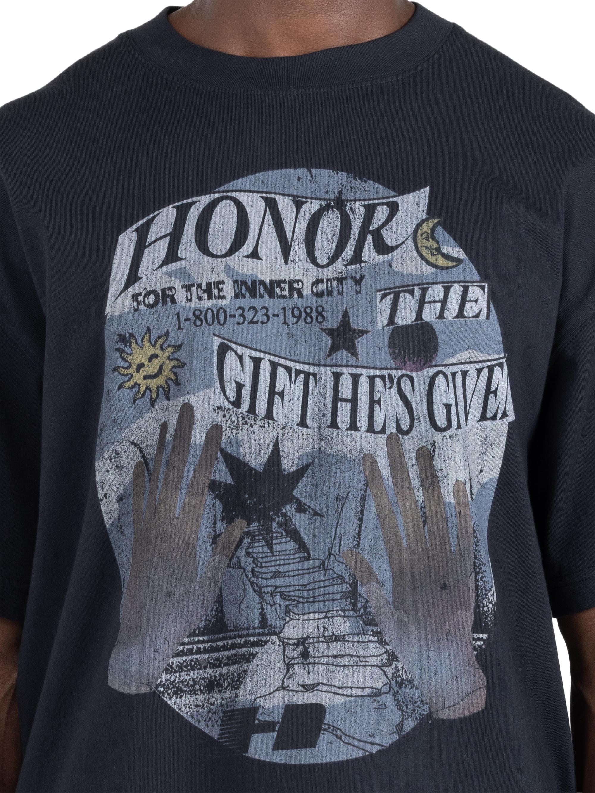 Honor The Gift Men's Gift He's Given Graphic Cotton T-Shirt - Black | Thumbnail 2