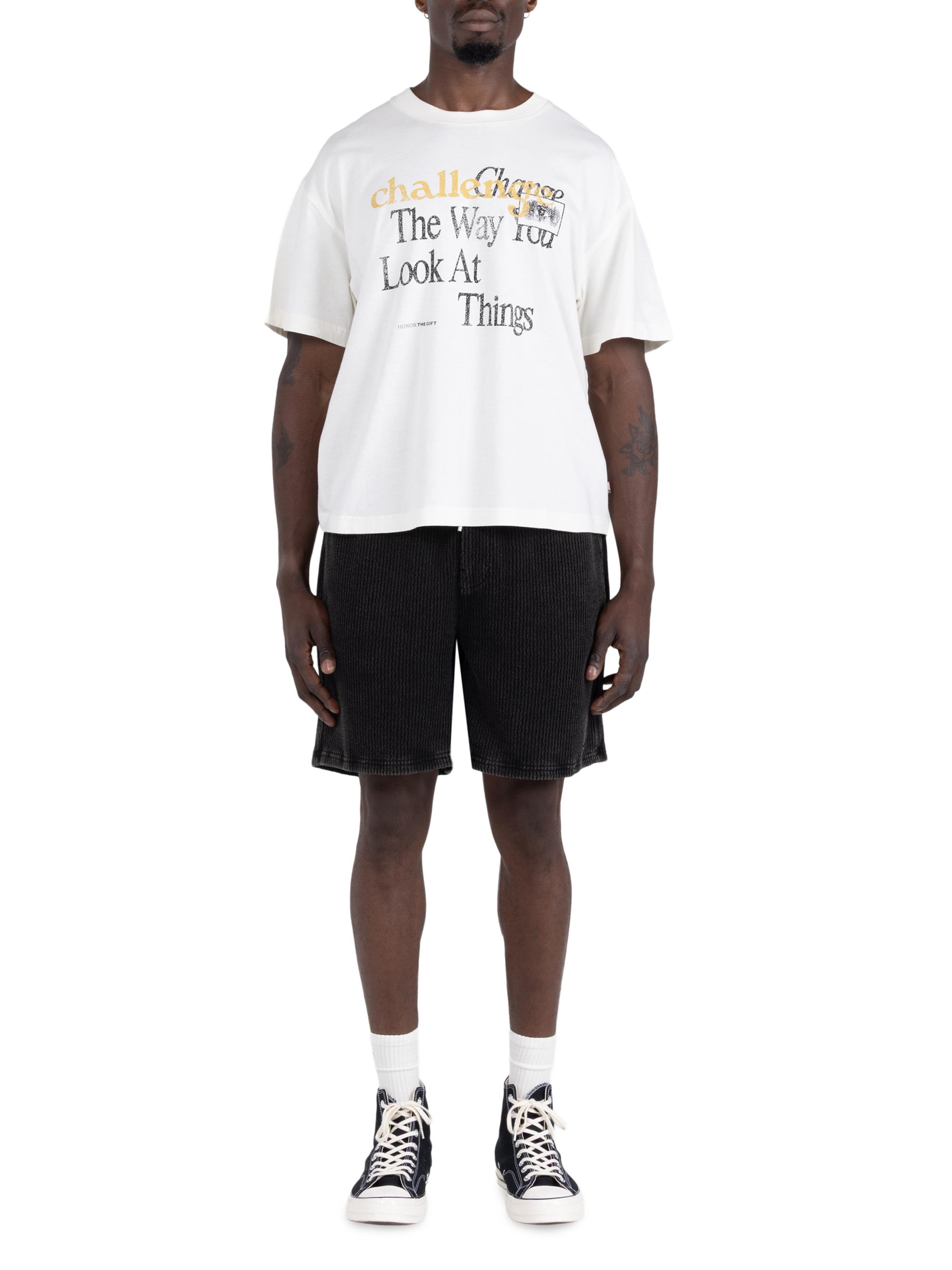 Honor The Gift Men's Textured Cotton Denim Bermuda Shorts - Black | Thumbnail 2