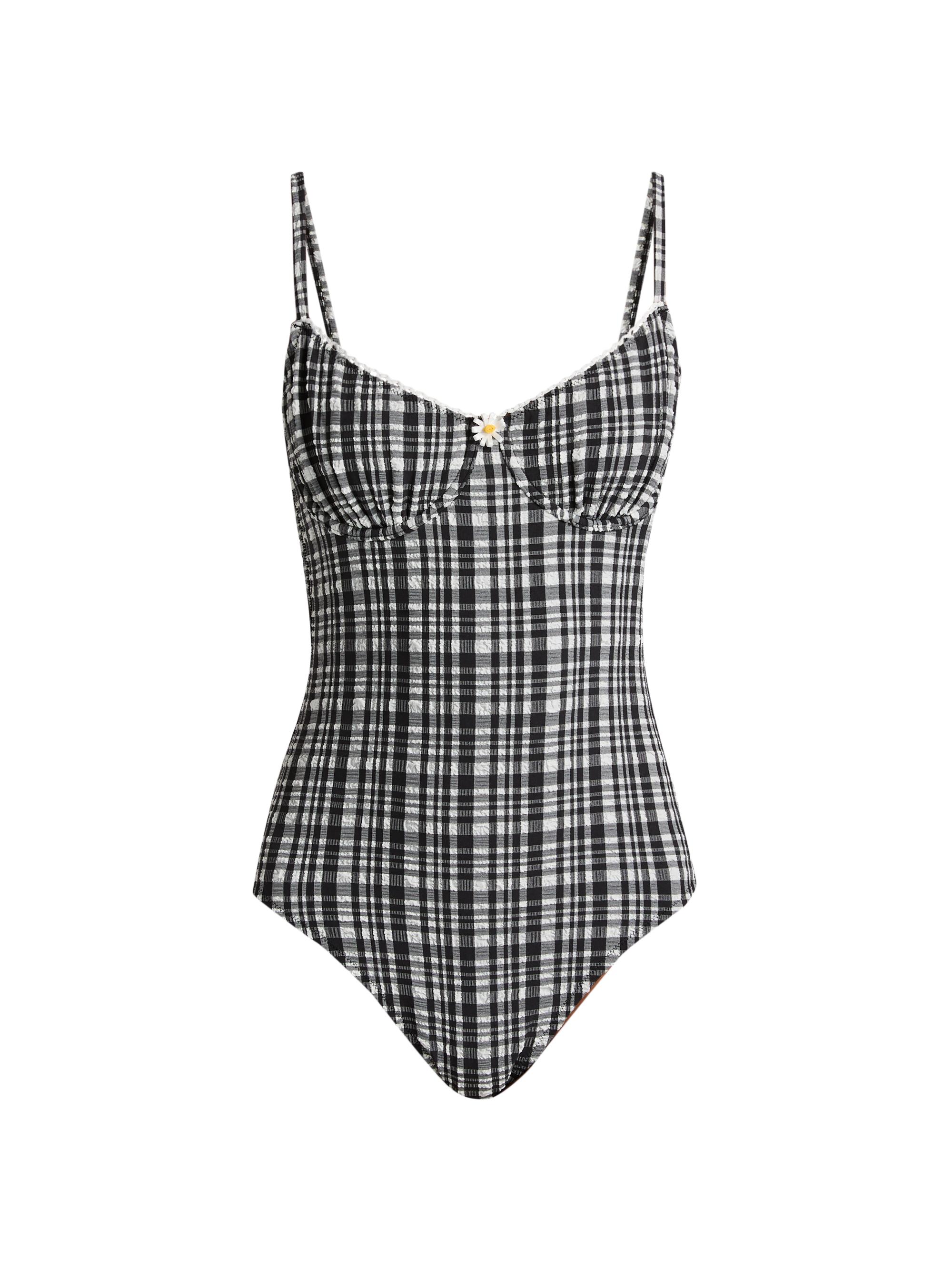 Solid & Striped Women's The Taylor Plaid Seersucker One-Piece Swimsuit - Noir