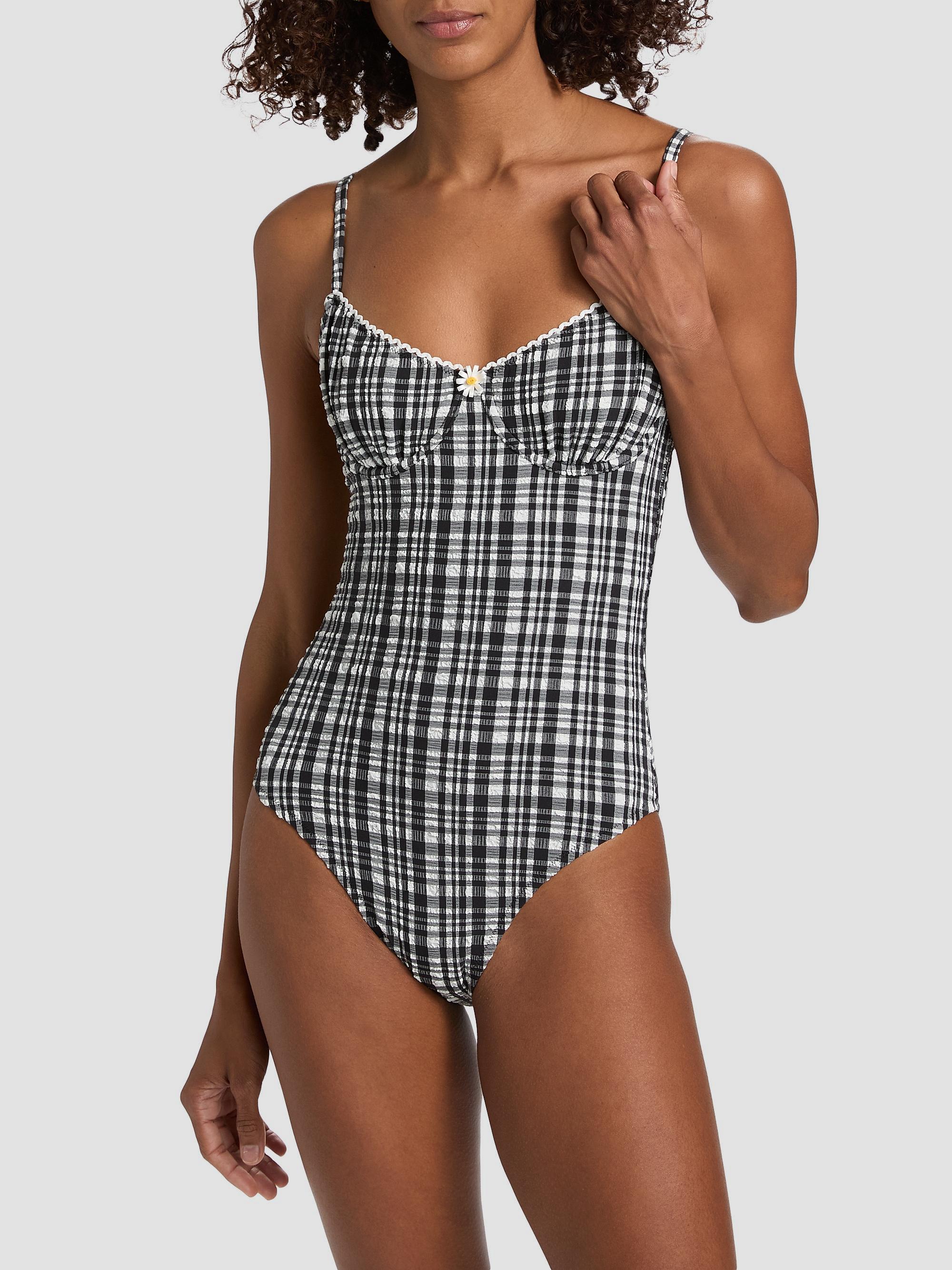 Solid & Striped Women's The Taylor Plaid Seersucker One-Piece Swimsuit - Noir | Thumbnail 3