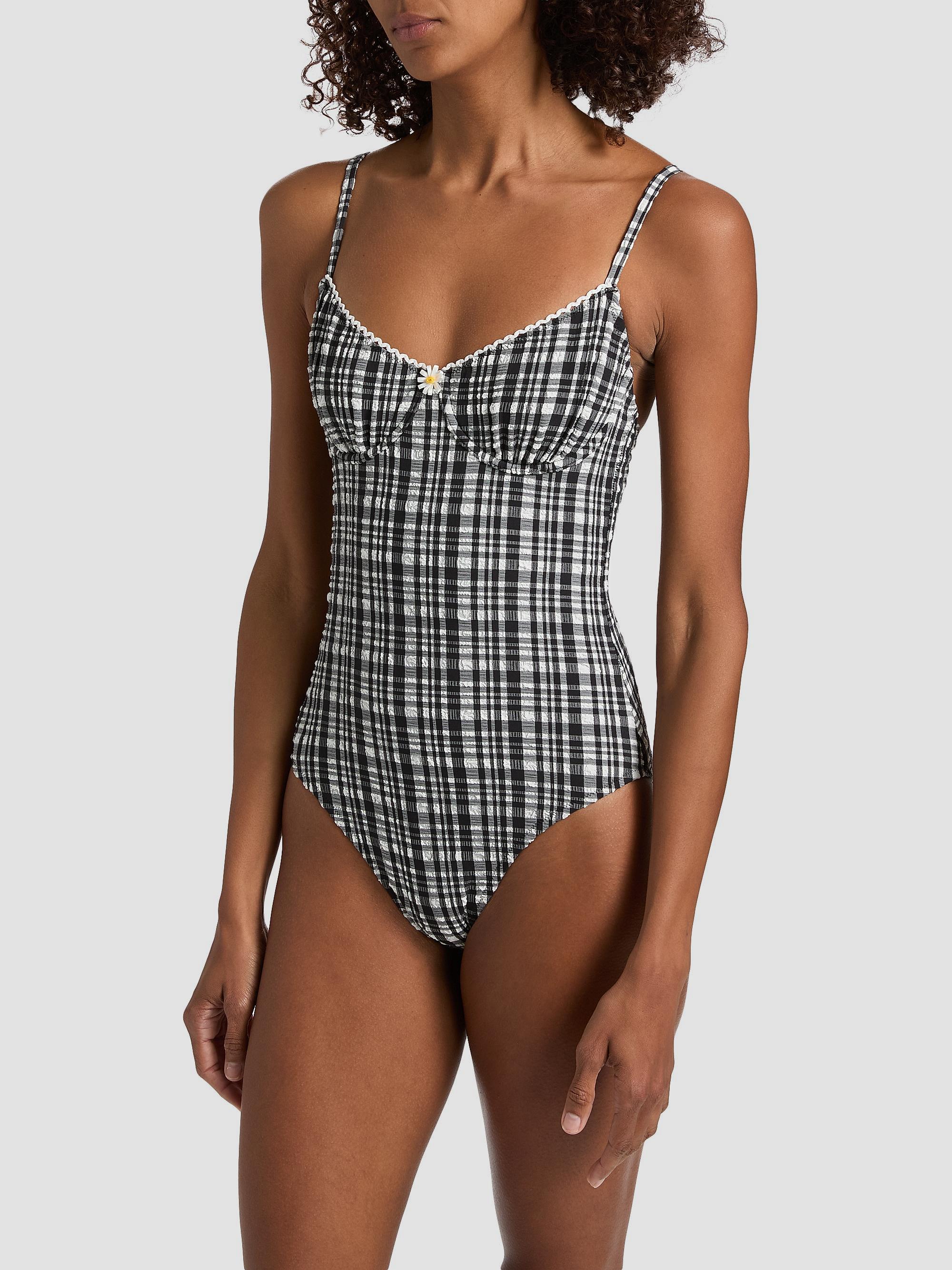 Solid & Striped Women's The Taylor Plaid Seersucker One-Piece Swimsuit - Noir | Thumbnail 4