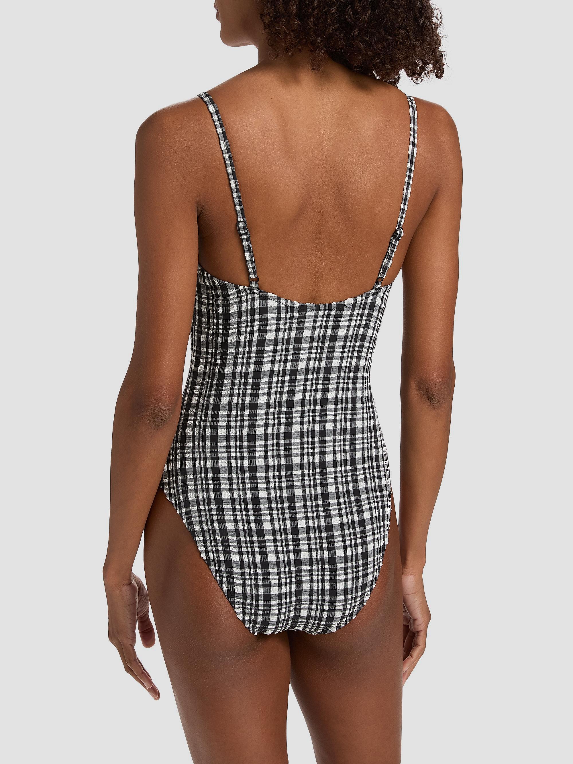 Solid & Striped Women's The Taylor Plaid Seersucker One-Piece Swimsuit - Noir | Thumbnail 5