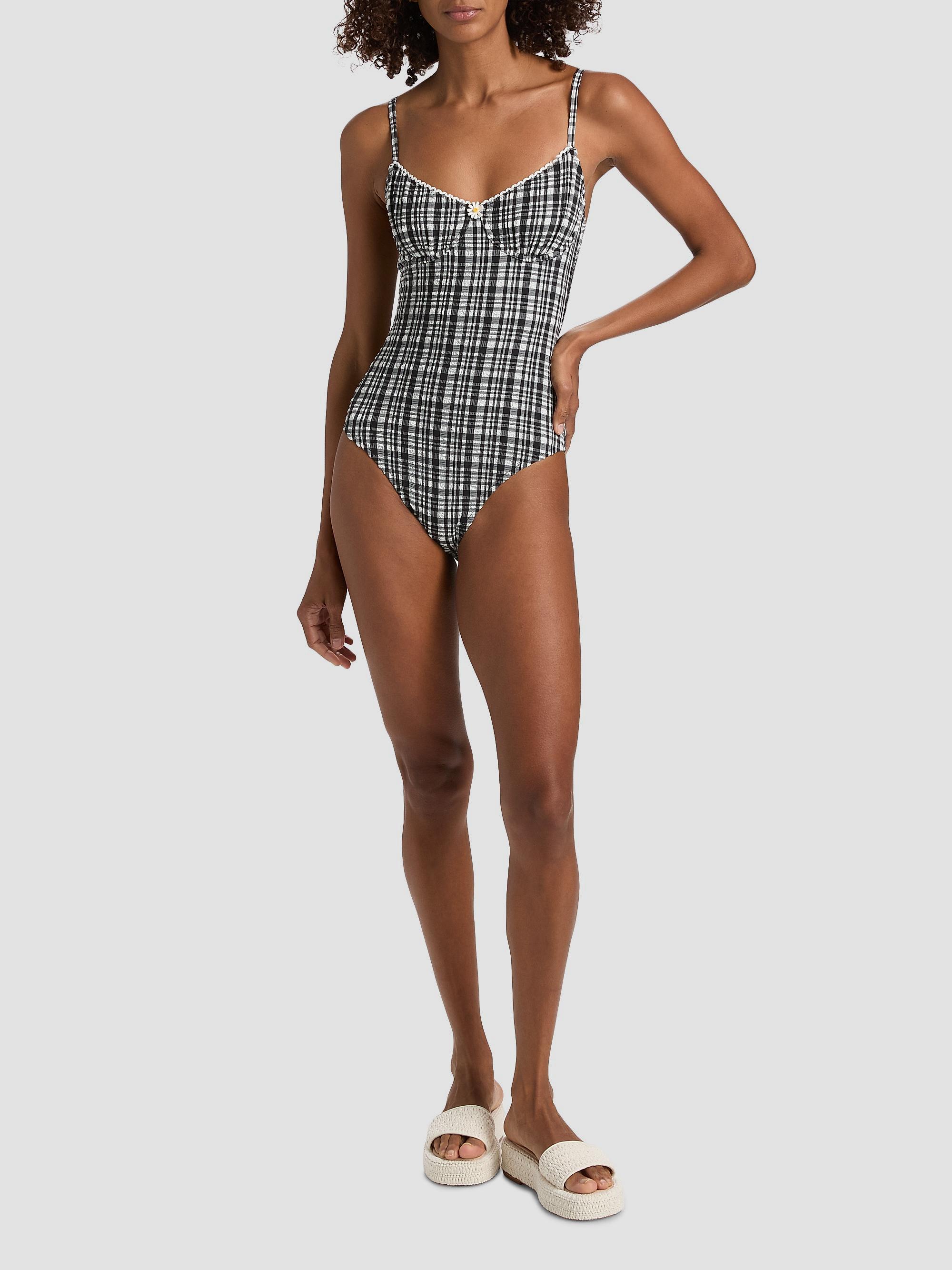 Solid & Striped Women's The Taylor Plaid Seersucker One-Piece Swimsuit - Noir | Thumbnail 2