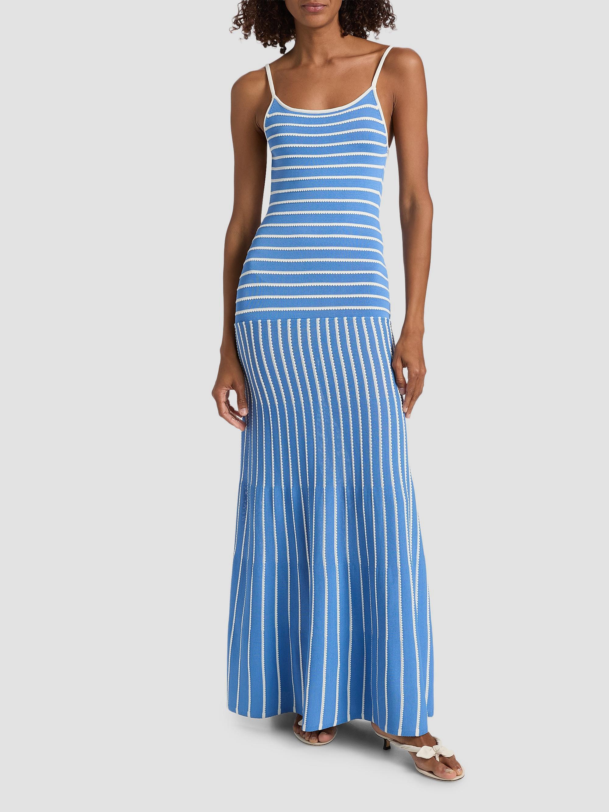 Solid & Striped Women's The Lottie Scallop Stripe Maxi Dress - Marina Blue | Thumbnail 3