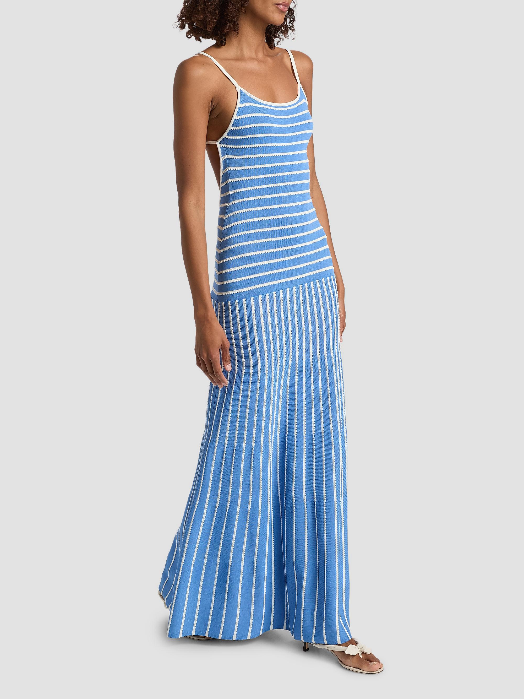Solid & Striped Women's The Lottie Scallop Stripe Maxi Dress - Marina Blue | Thumbnail 2