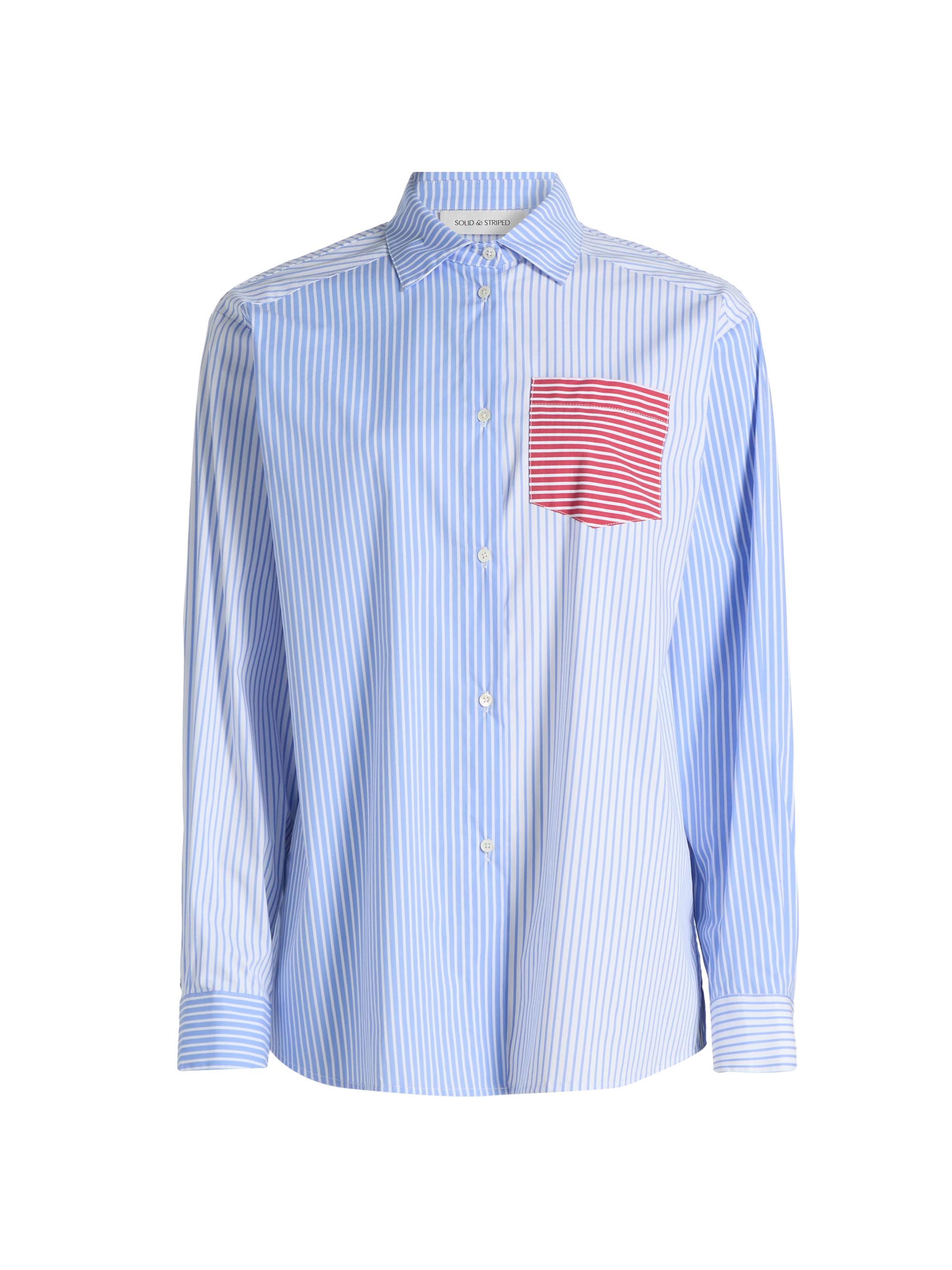 Solid & Striped Women's The Avril Stripe Button-Front Shirt - Colorblock Marina