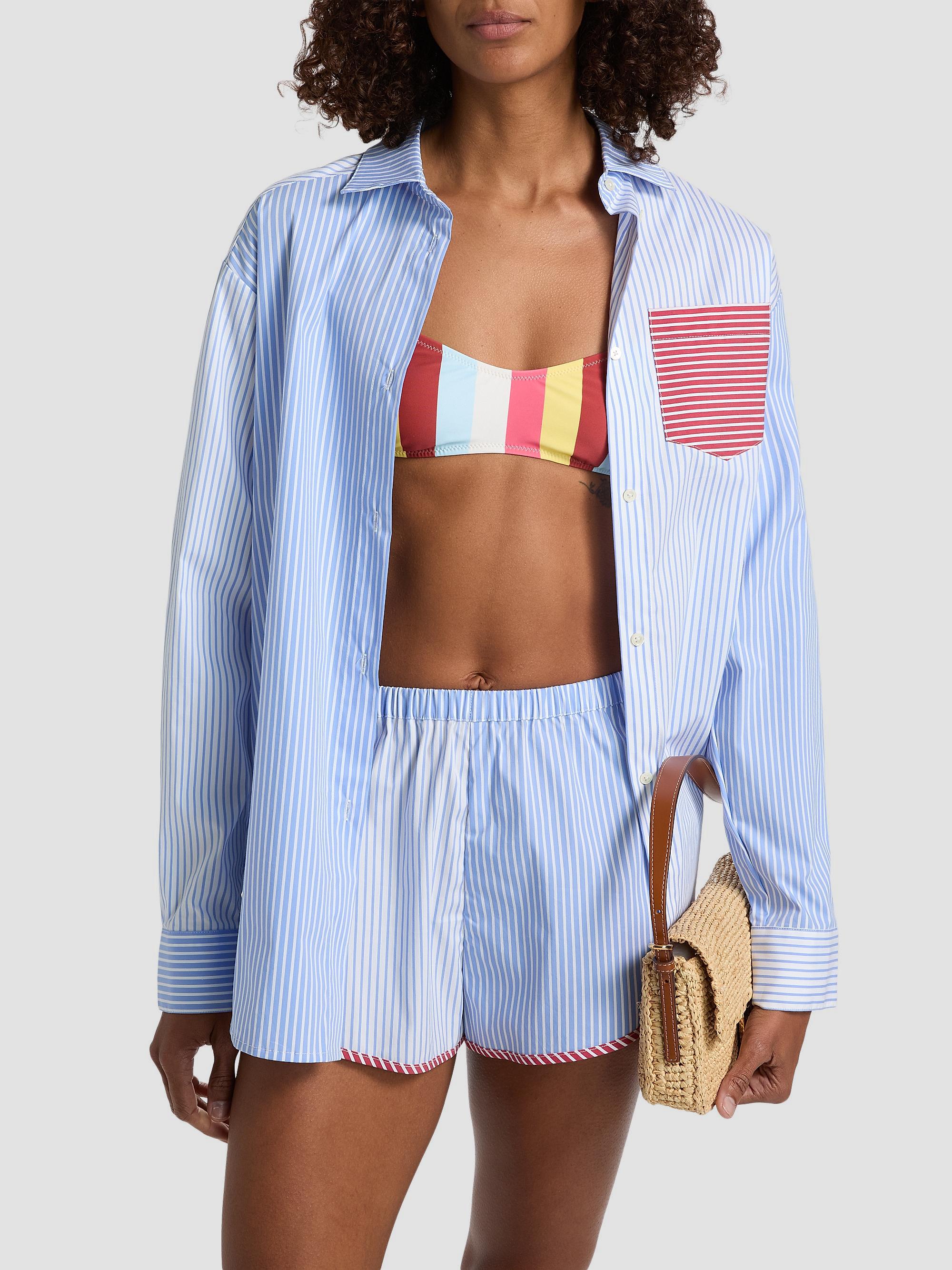 Solid & Striped Women's The Avril Stripe Button-Front Shirt - Colorblock Marina | Thumbnail 3