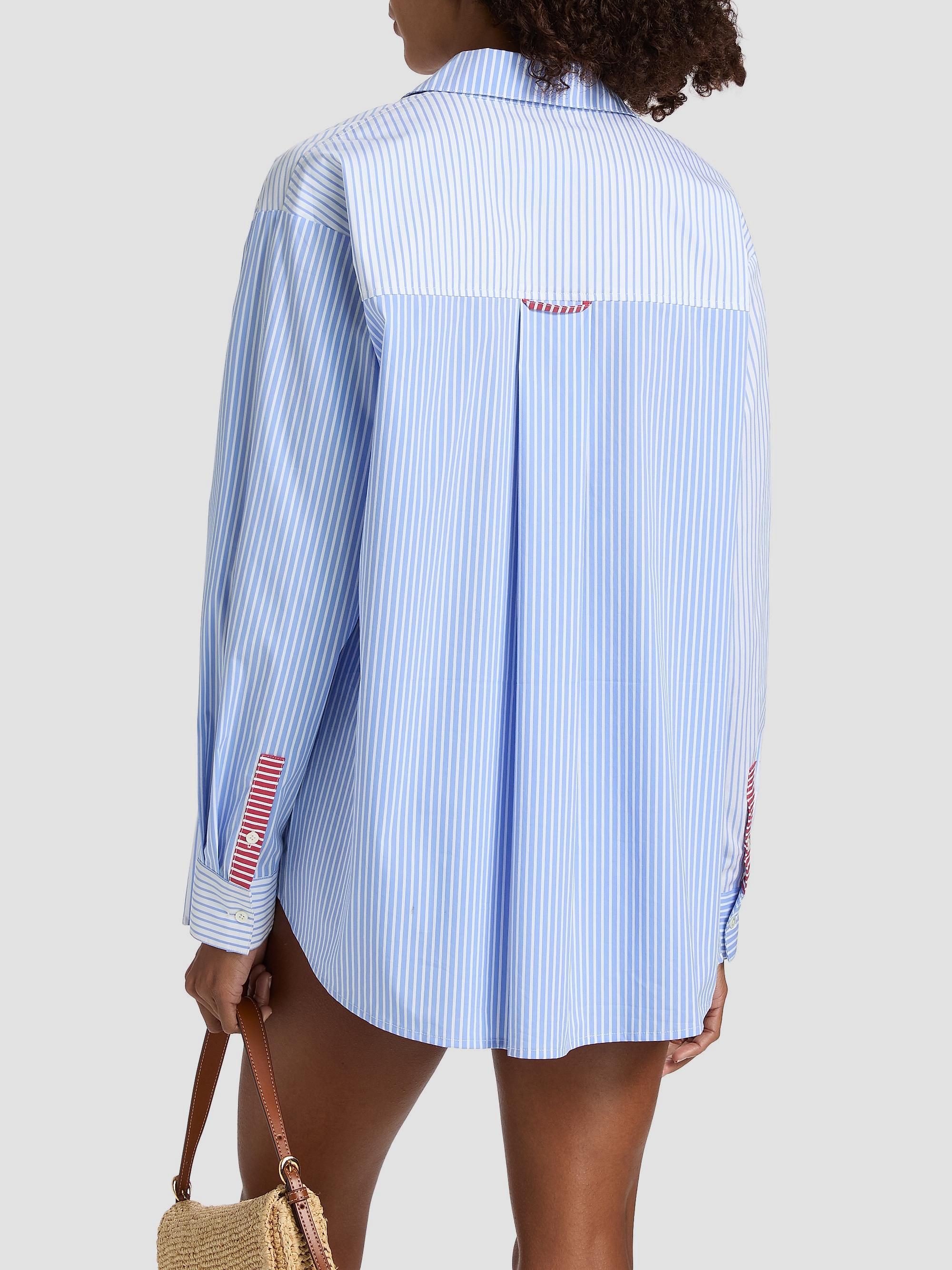 Solid & Striped Women's The Avril Stripe Button-Front Shirt - Colorblock Marina | Thumbnail 5