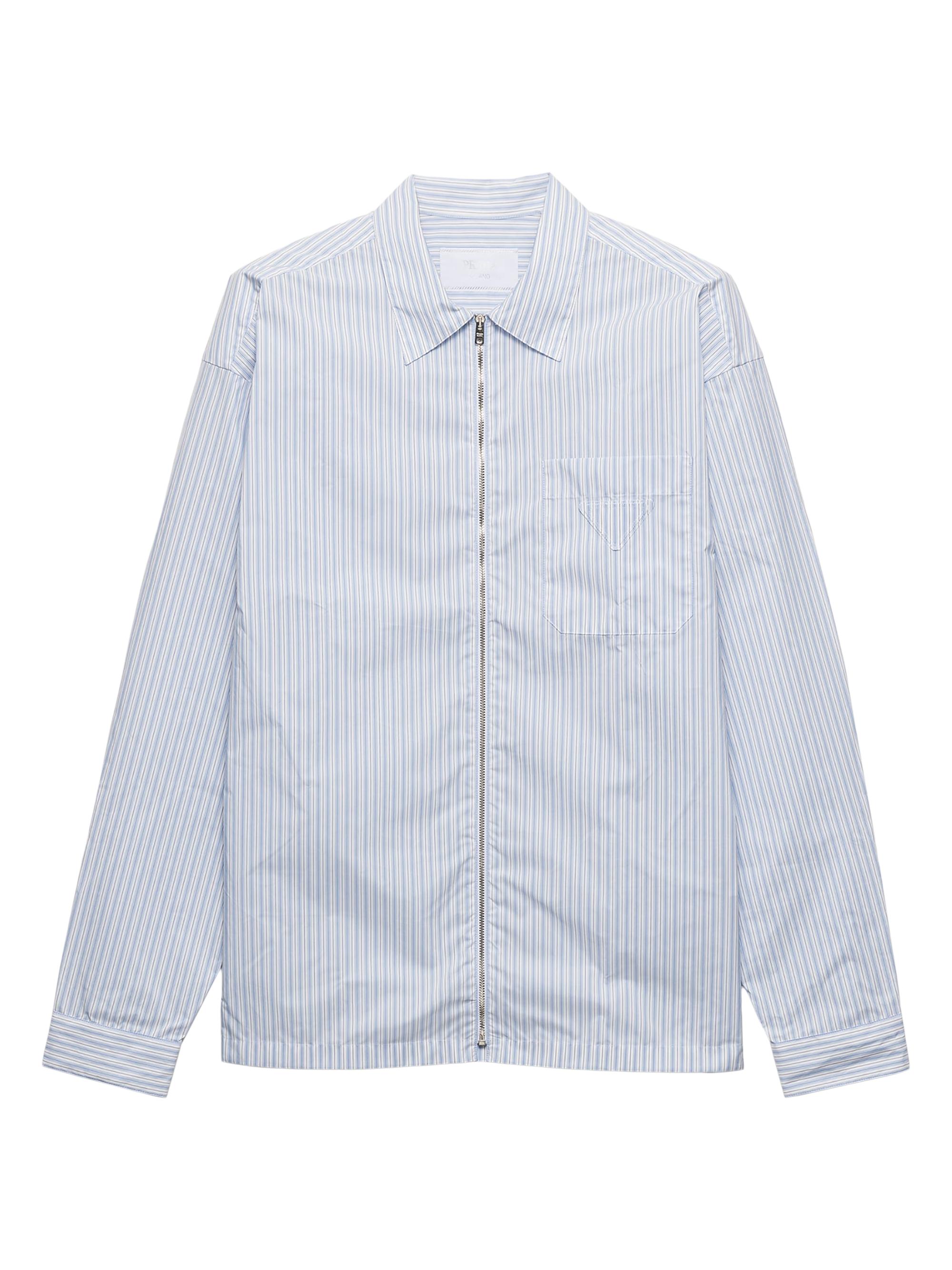 Prada Men's Re-Nylon Zipper Shirt - White Blue