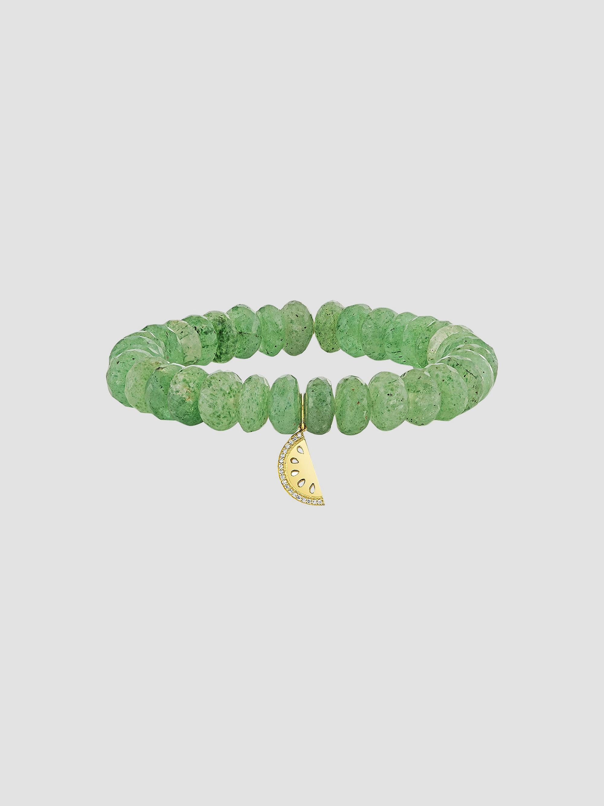 Sydney Evan Women's 14K Yellow Gold, Green Quartz & 0.05 TCW Diamond Beaded Stretch Bracelet - Green