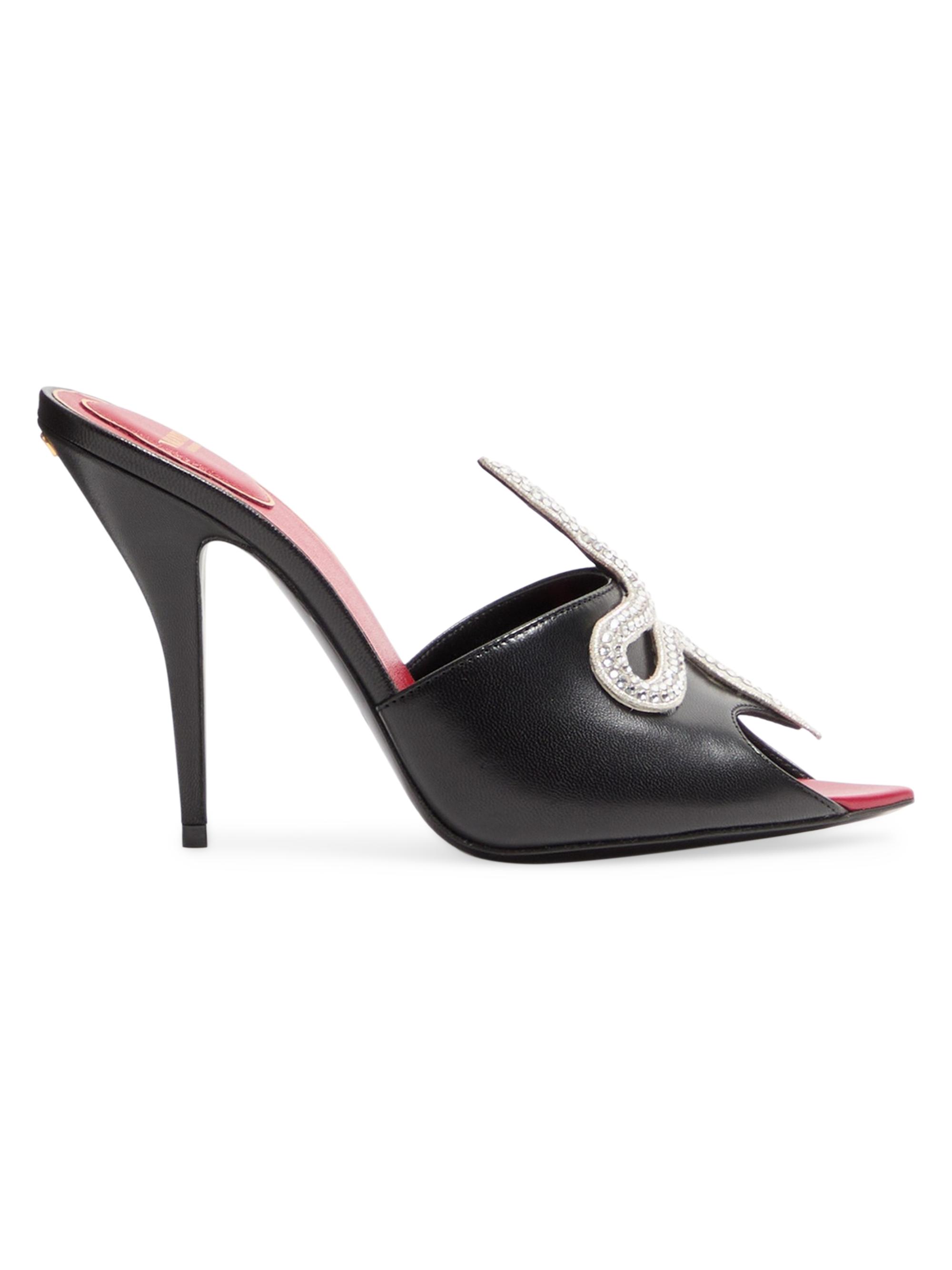 Valentino Garavani Women's Coeur Vipère 10MM Kidskin Slide Sandals - Black