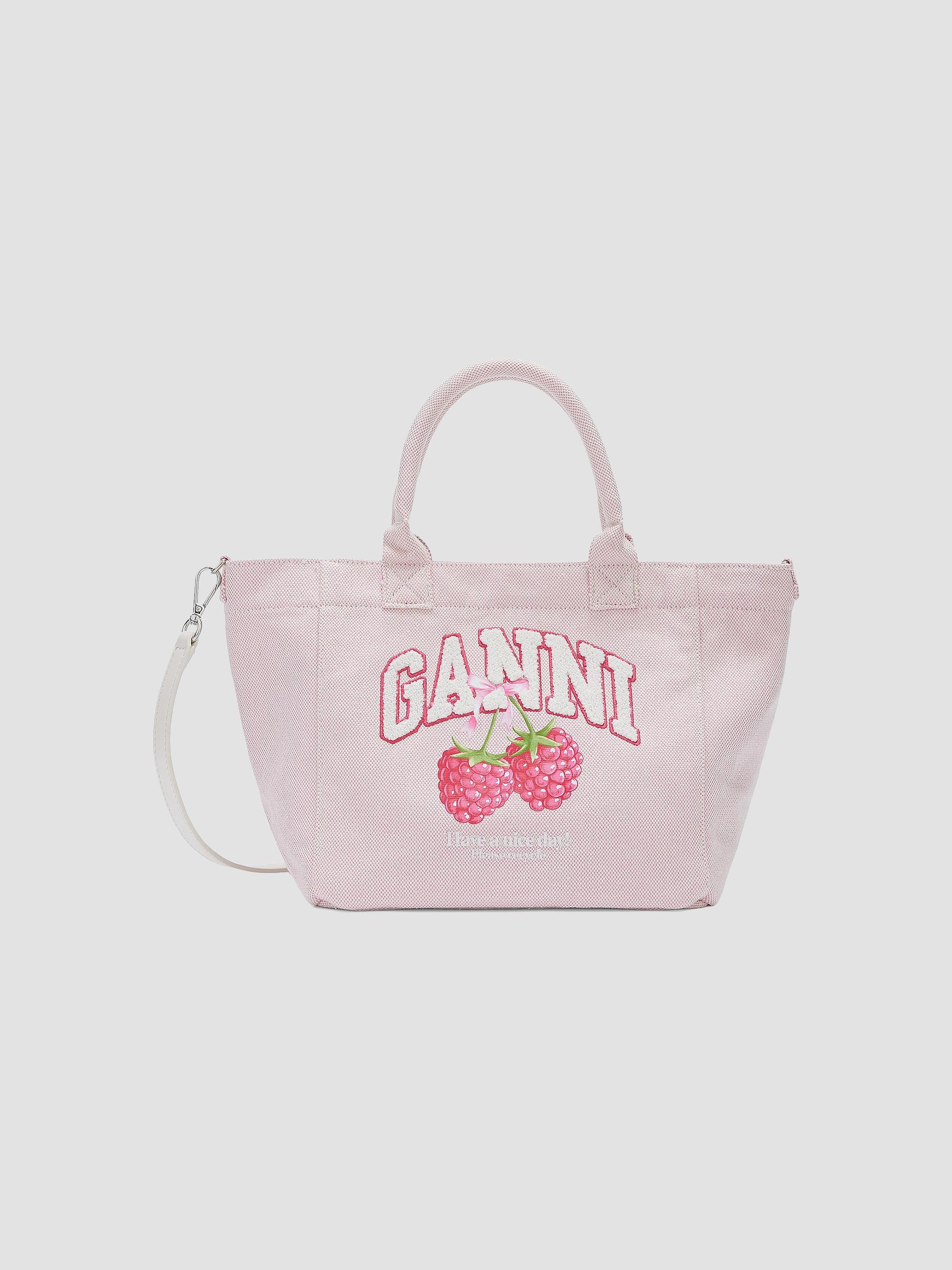 Ganni Women's  Logo Berry Print Shopper Tote Bag - Egret | Thumbnail 2
