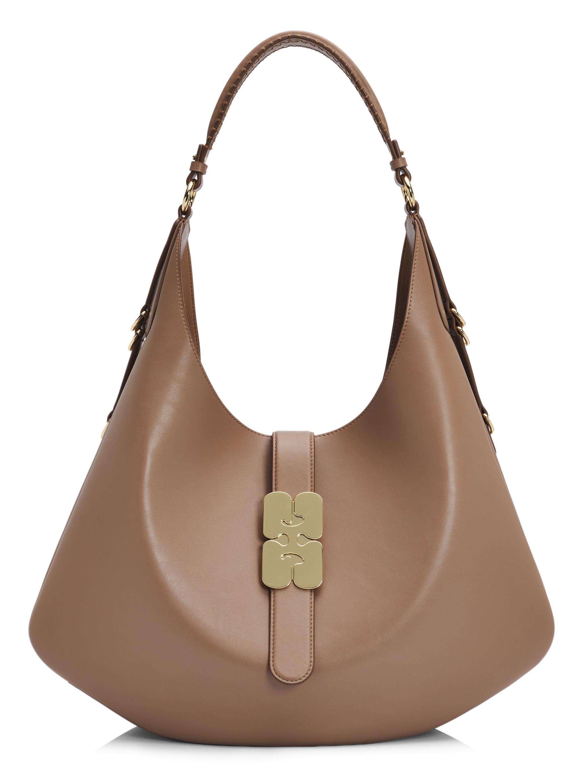 Ganni Women's Kat  Leather Hobo Bag - Coca Mocha | Thumbnail 7