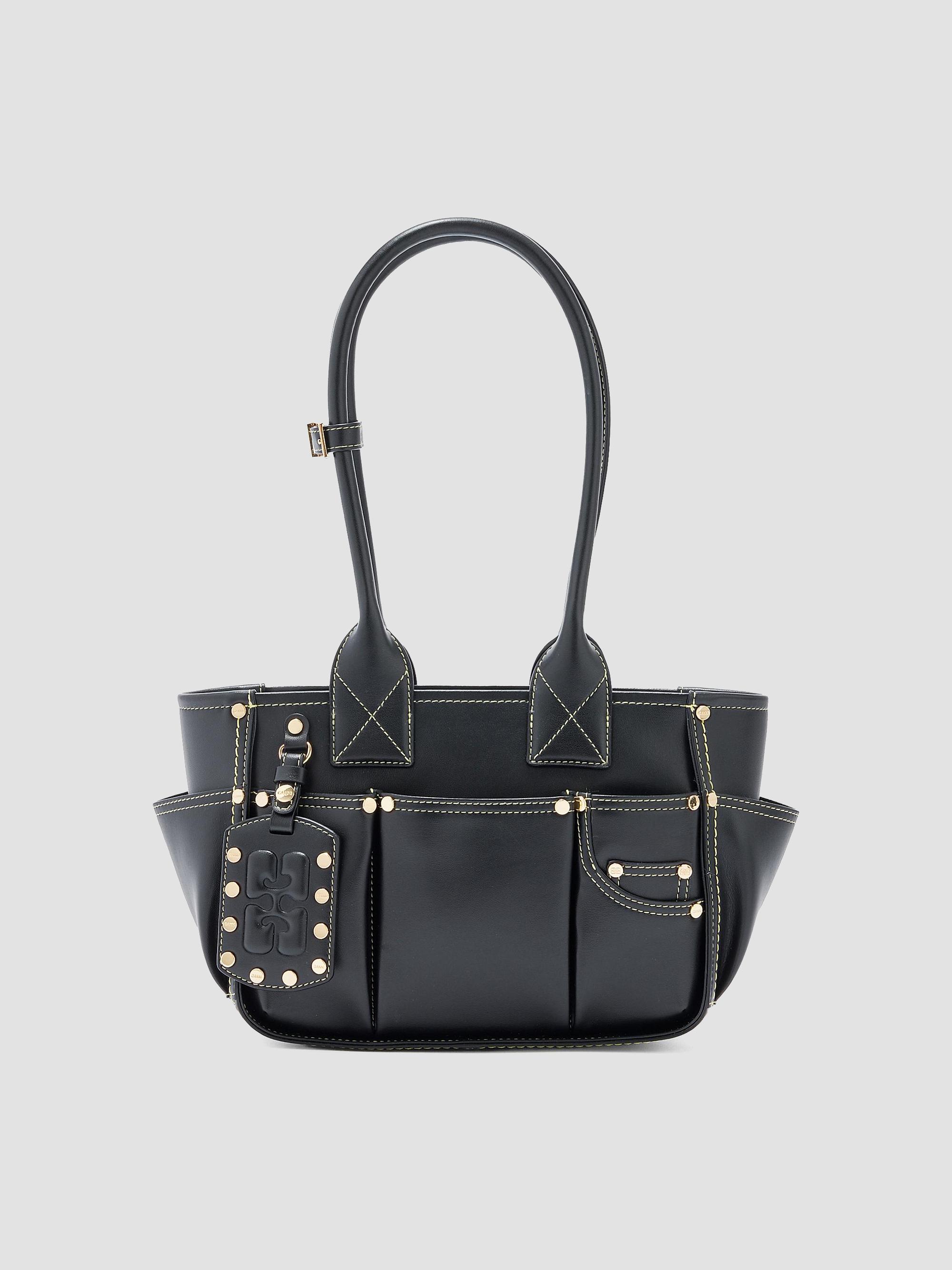 Ganni Women's Posy  Croc-Embossed Shoulder Bag - Black | Thumbnail 4