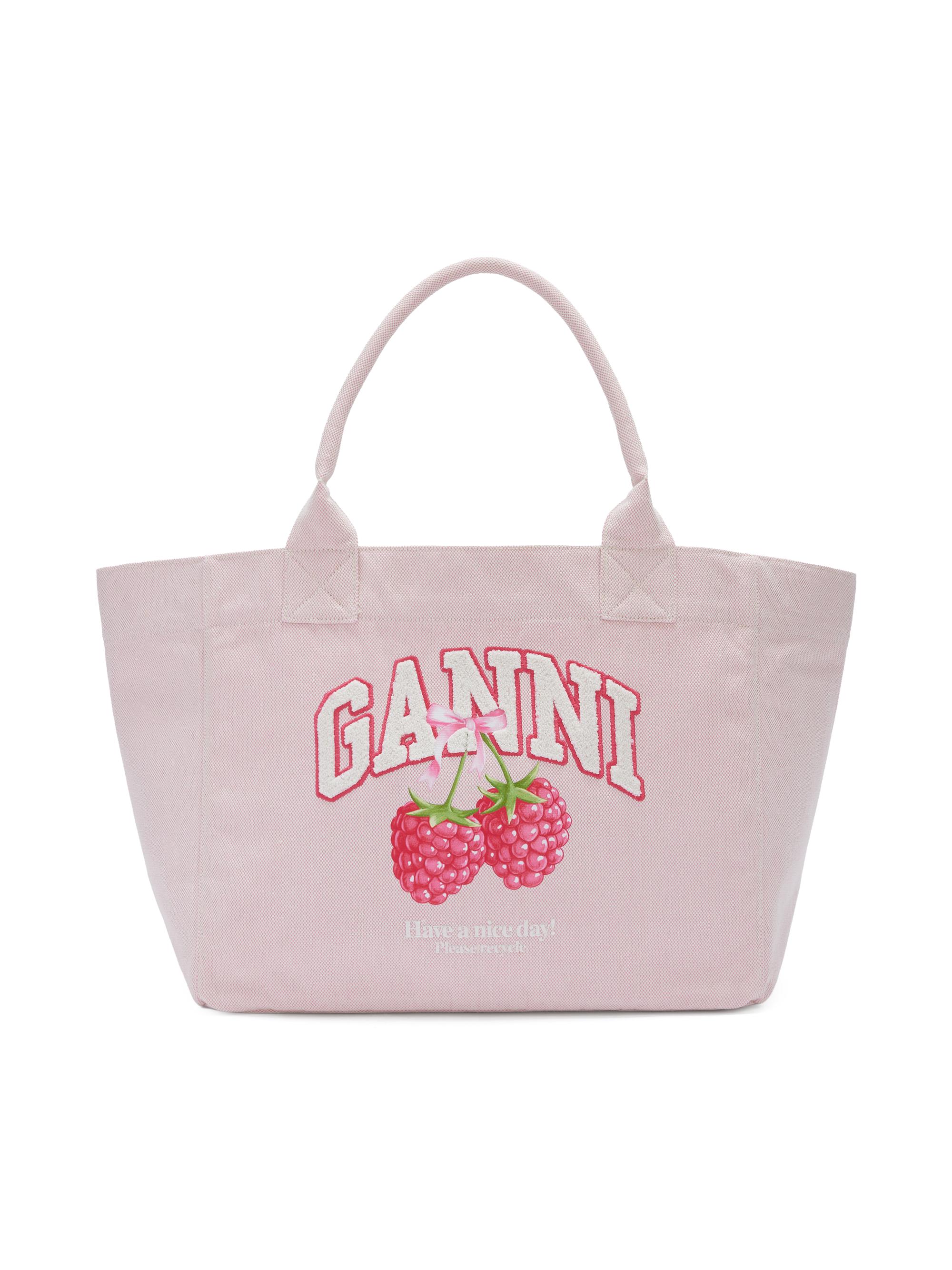 Ganni Women's Printed  Trapeze Tote Bag - Egret