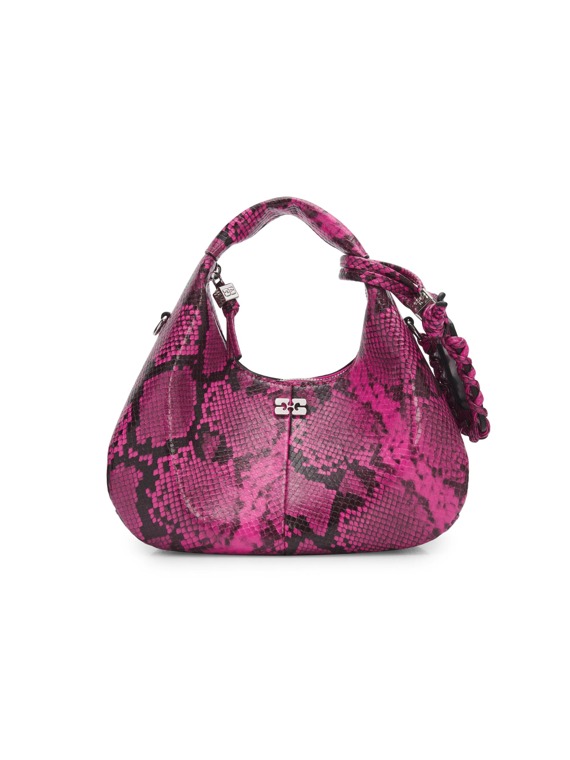 Ganni Women's Mini Snake-Embossed Hobo Bag - Raspberry Rose | Thumbnail 7